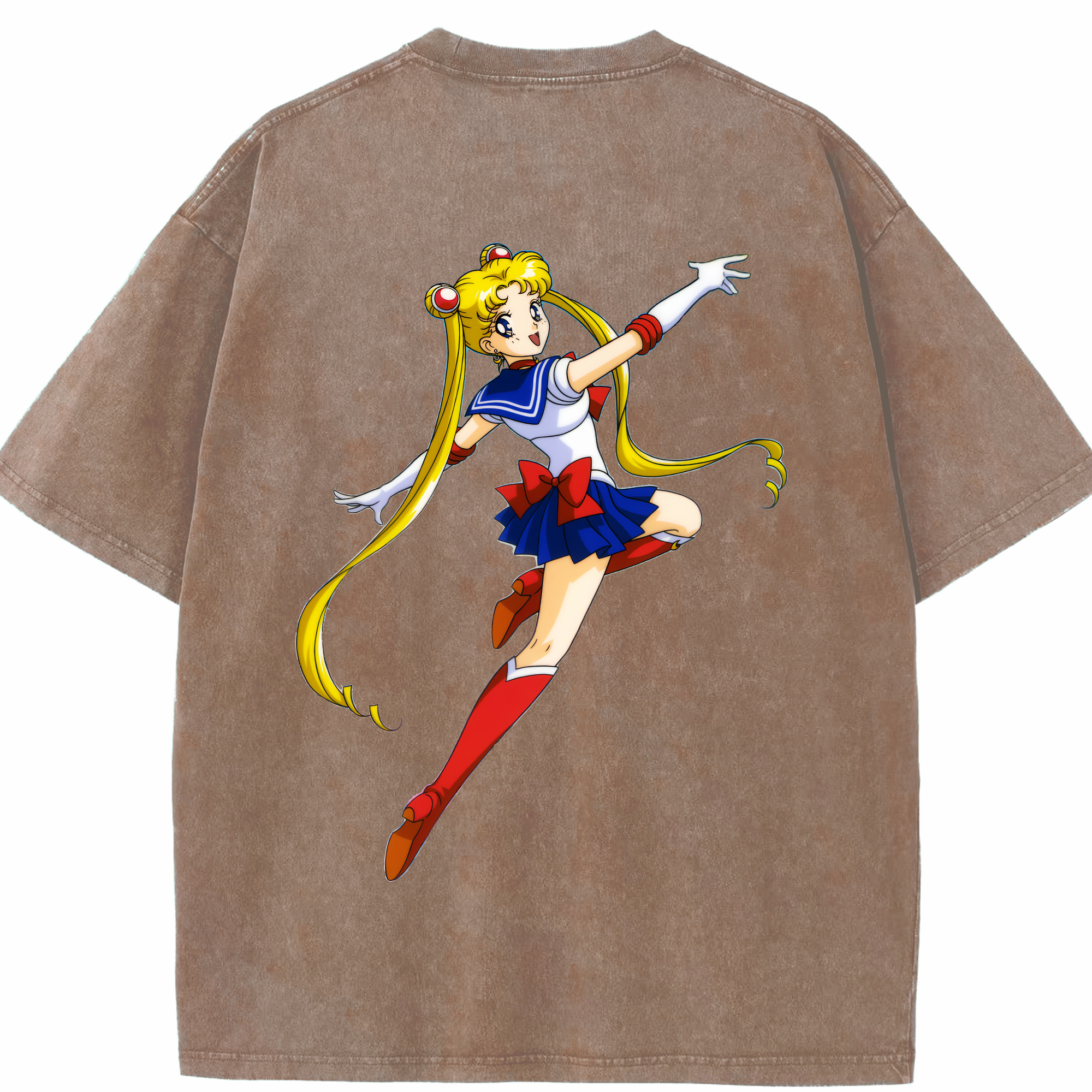 （画像用） 美少女戦士セーラームーン 月野 うさぎ つきの うさぎ Sailor Moon Tsukino Usagi 綿100% ヴィンテージ風 半袖Tシャツ（背面プリント）