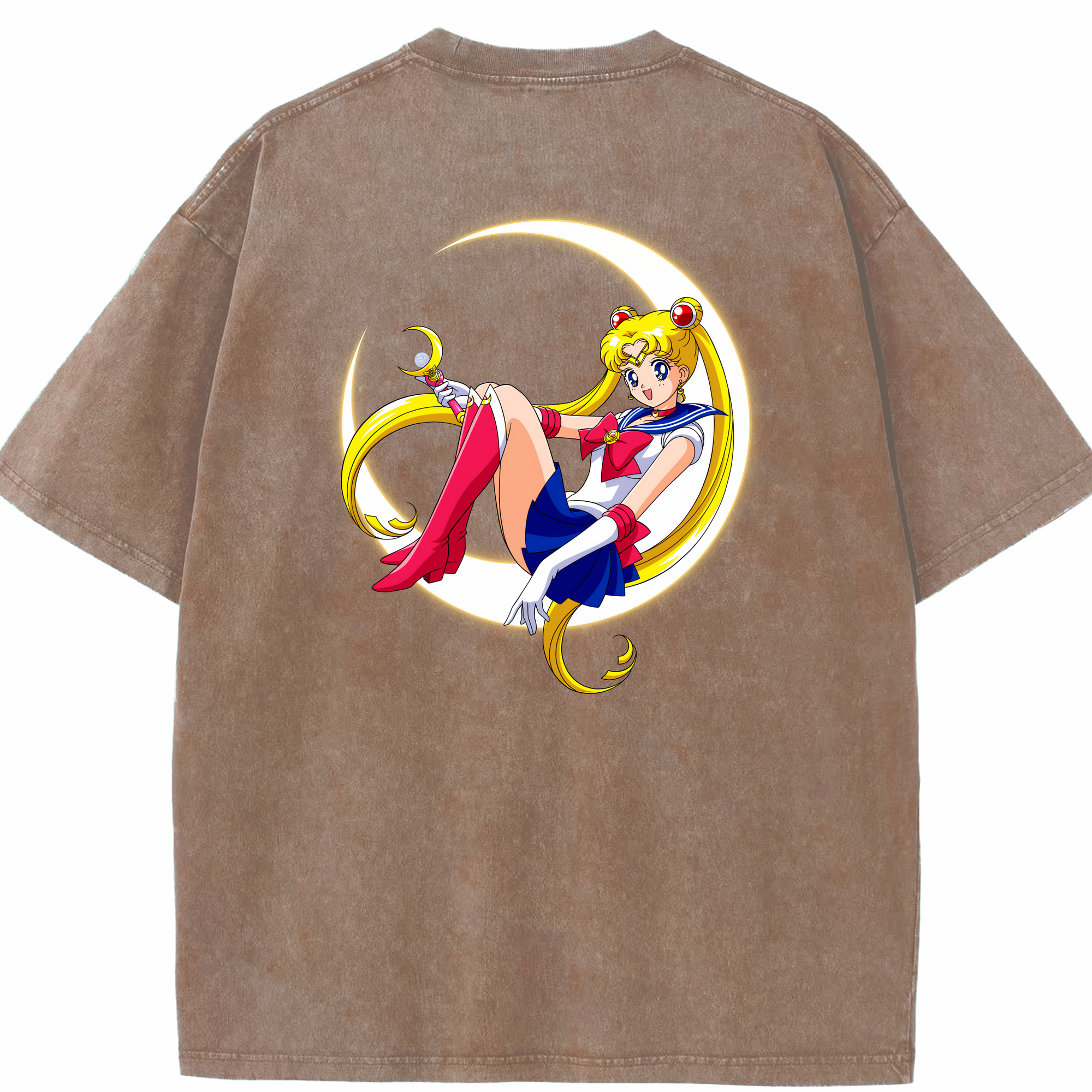 （画像用） 美少女戦士セーラームーン 月野 うさぎ つきの うさぎ Sailor Moon Tsukino Usagi 綿100% ヴィンテージ風 半袖Tシャツ（背面プリント）