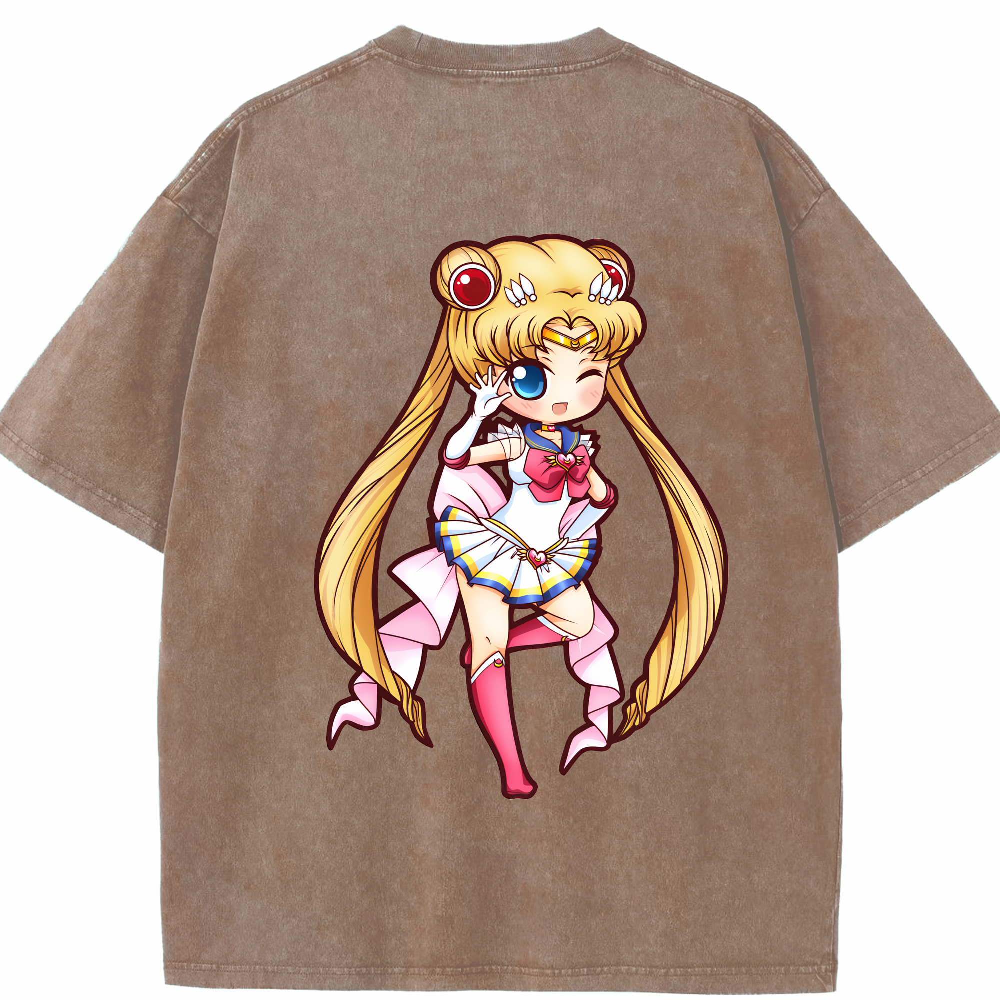 （画像用） 美少女戦士セーラームーン 月野 うさぎ つきの うさぎ Sailor Moon Tsukino Usagi 綿100% ヴィンテージ風 半袖Tシャツ（背面プリント）
