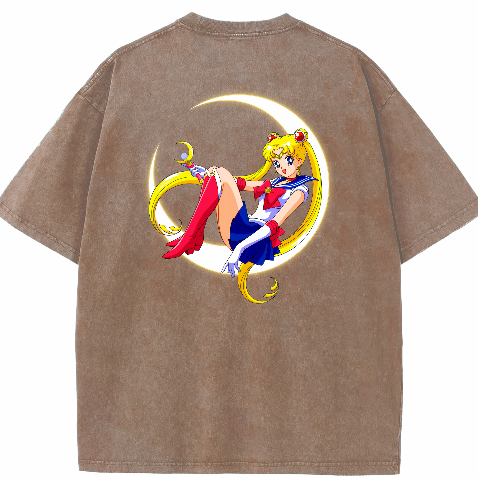 （画像用） 美少女戦士セーラームーン 月野 うさぎ つきの うさぎ Sailor Moon Tsukino Usagi 綿100% ヴィンテージ風 半袖Tシャツ（背面プリント）