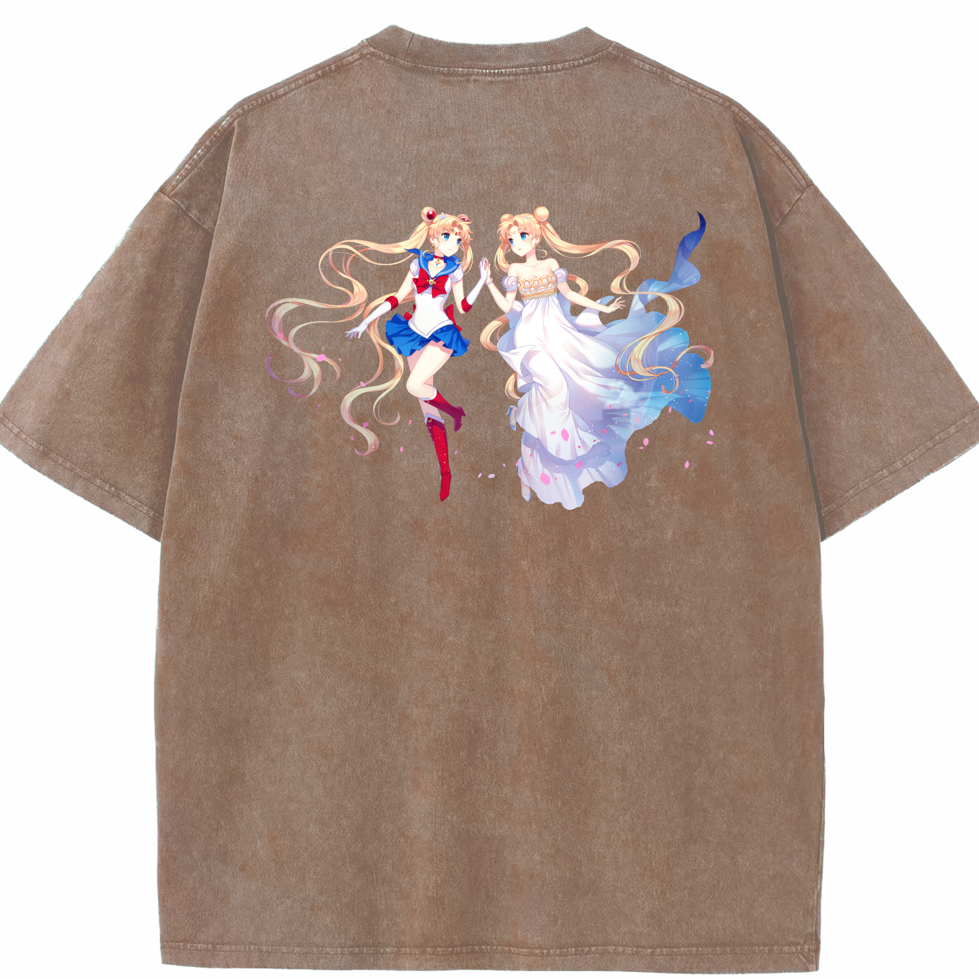 （画像用） 美少女戦士セーラームーン 月野 うさぎ つきの うさぎ Sailor Moon Tsukino Usagi 綿100% ヴィンテージ風 半袖Tシャツ（背面プリント）