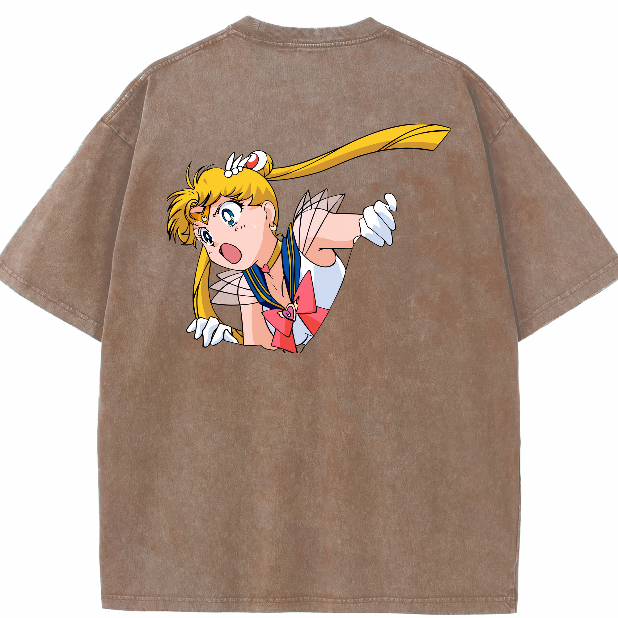 （画像用） 美少女戦士セーラームーン 月野 うさぎ つきの うさぎ Sailor Moon Tsukino Usagi 綿100% ヴィンテージ風 半袖Tシャツ（背面プリント）