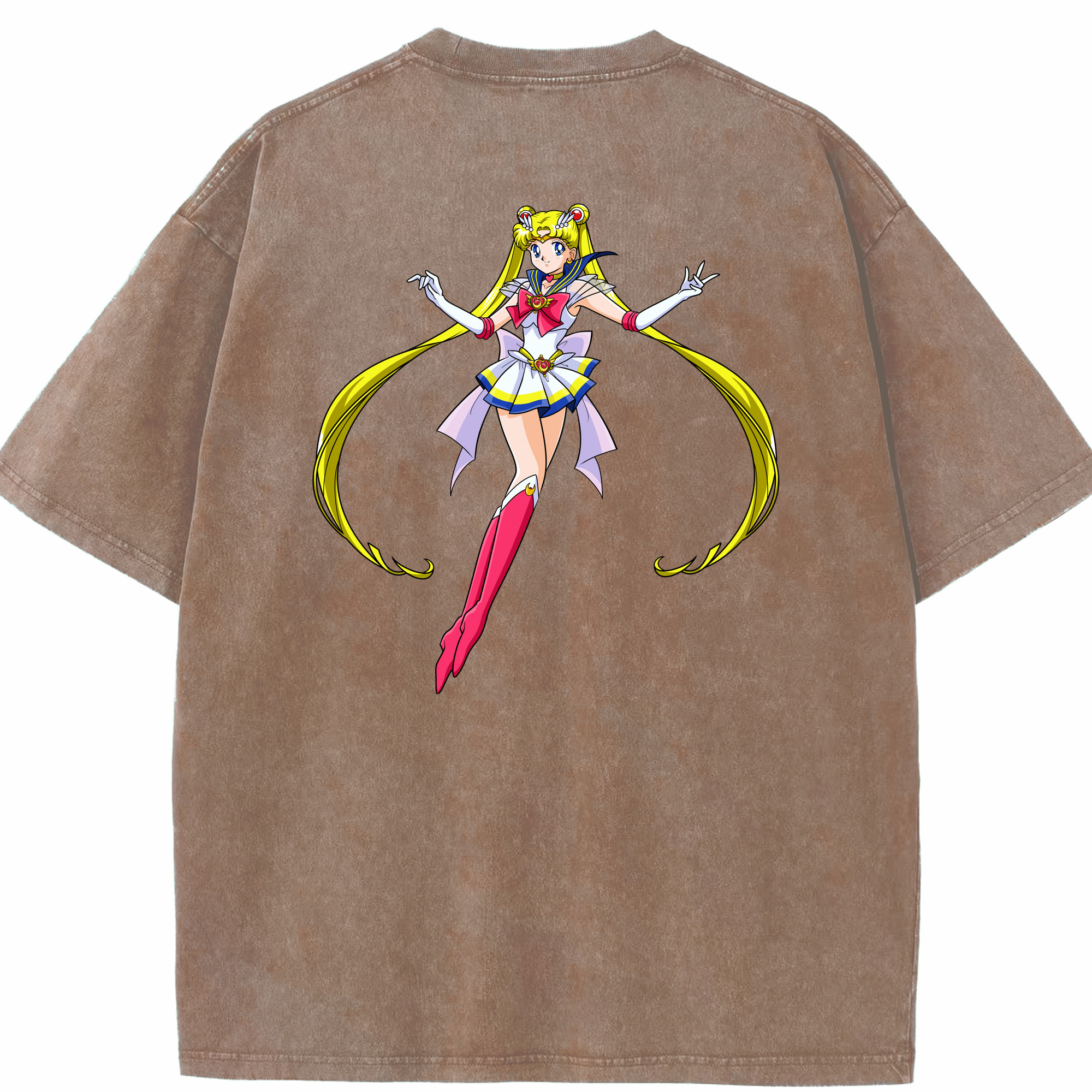 （画像用） 美少女戦士セーラームーン 月野 うさぎ つきの うさぎ Sailor Moon Tsukino Usagi 綿100% ヴィンテージ風 半袖Tシャツ（背面プリント）