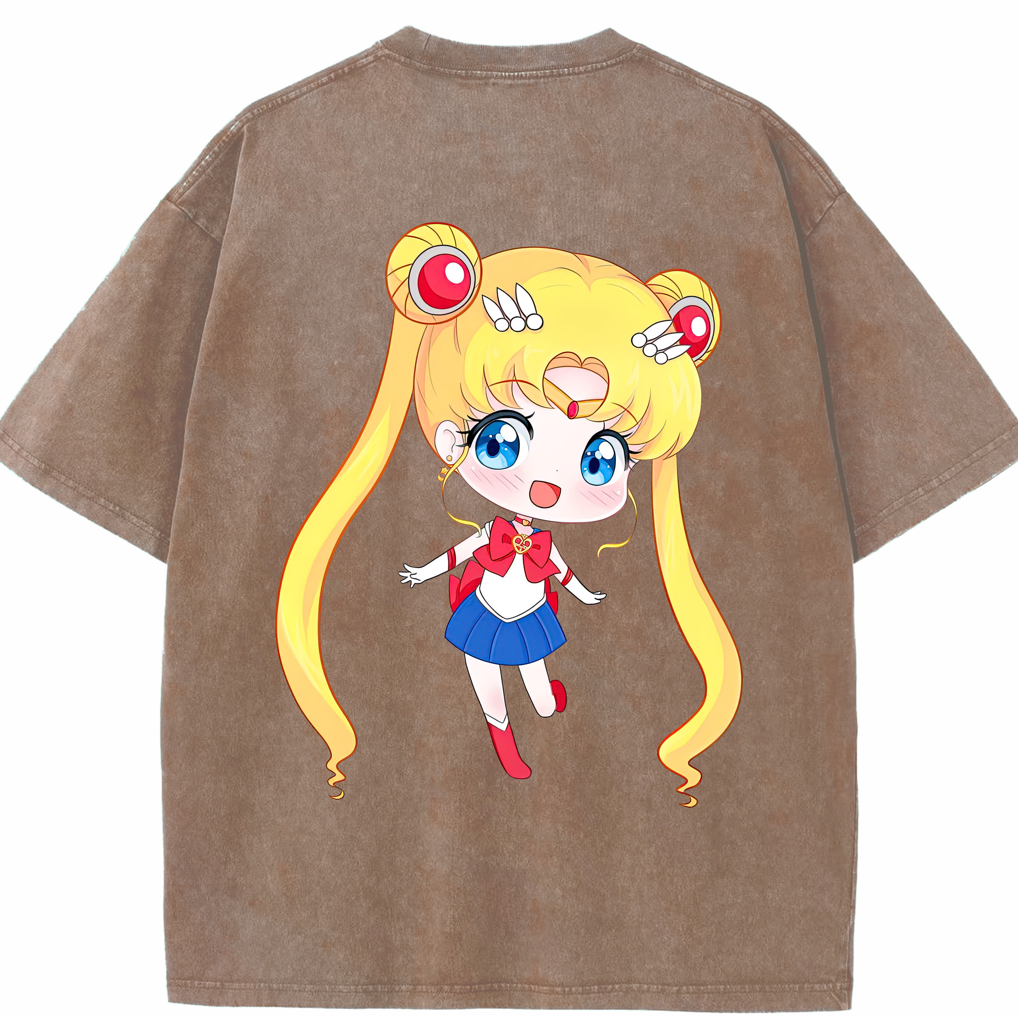 （画像用） 美少女戦士セーラームーン 月野 うさぎ つきの うさぎ Sailor Moon Tsukino Usagi 綿100% ヴィンテージ風 半袖Tシャツ（背面プリント）