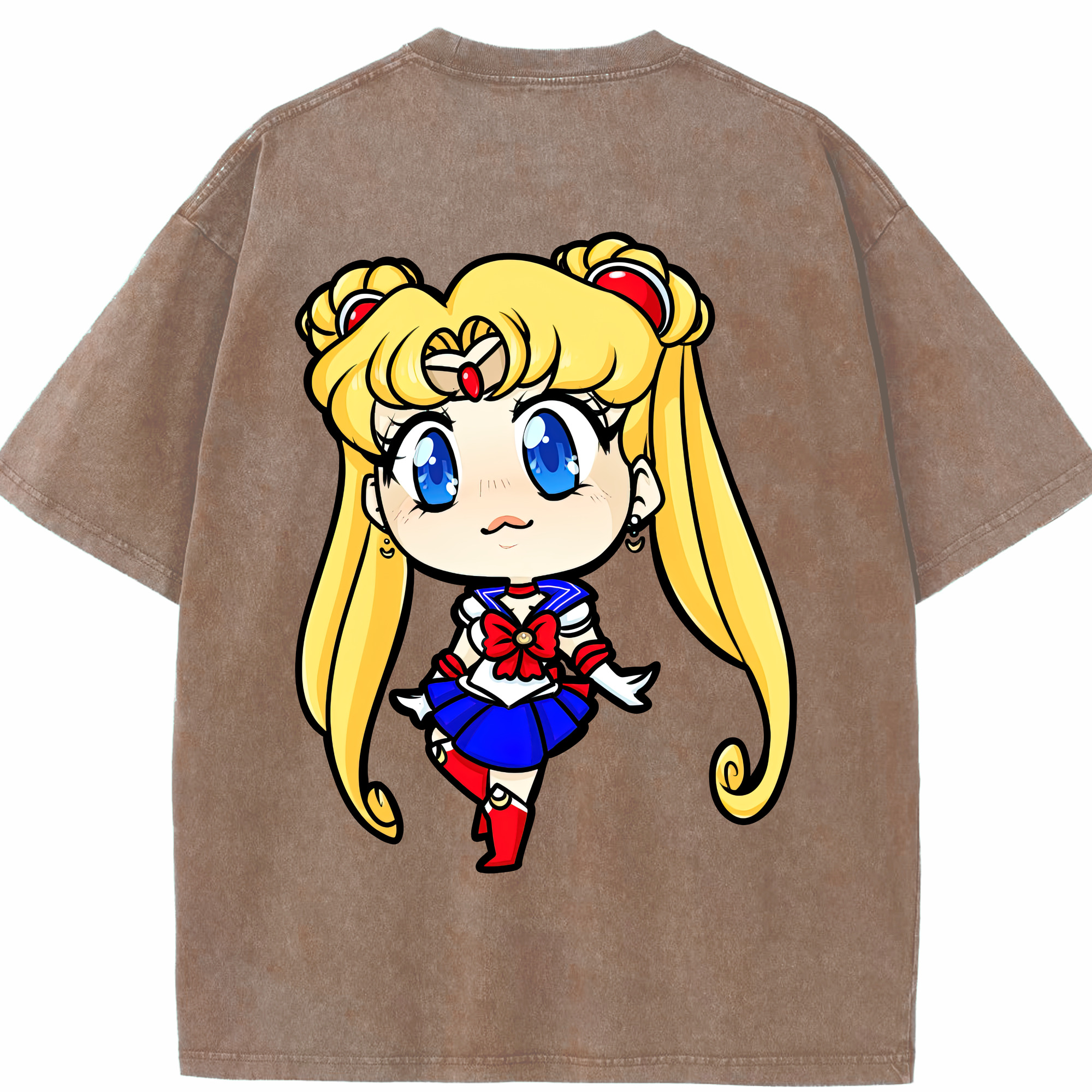 （画像用） 美少女戦士セーラームーン 月野 うさぎ つきの うさぎ Sailor Moon Tsukino Usagi 綿100% ヴィンテージ風 半袖Tシャツ（背面プリント）
