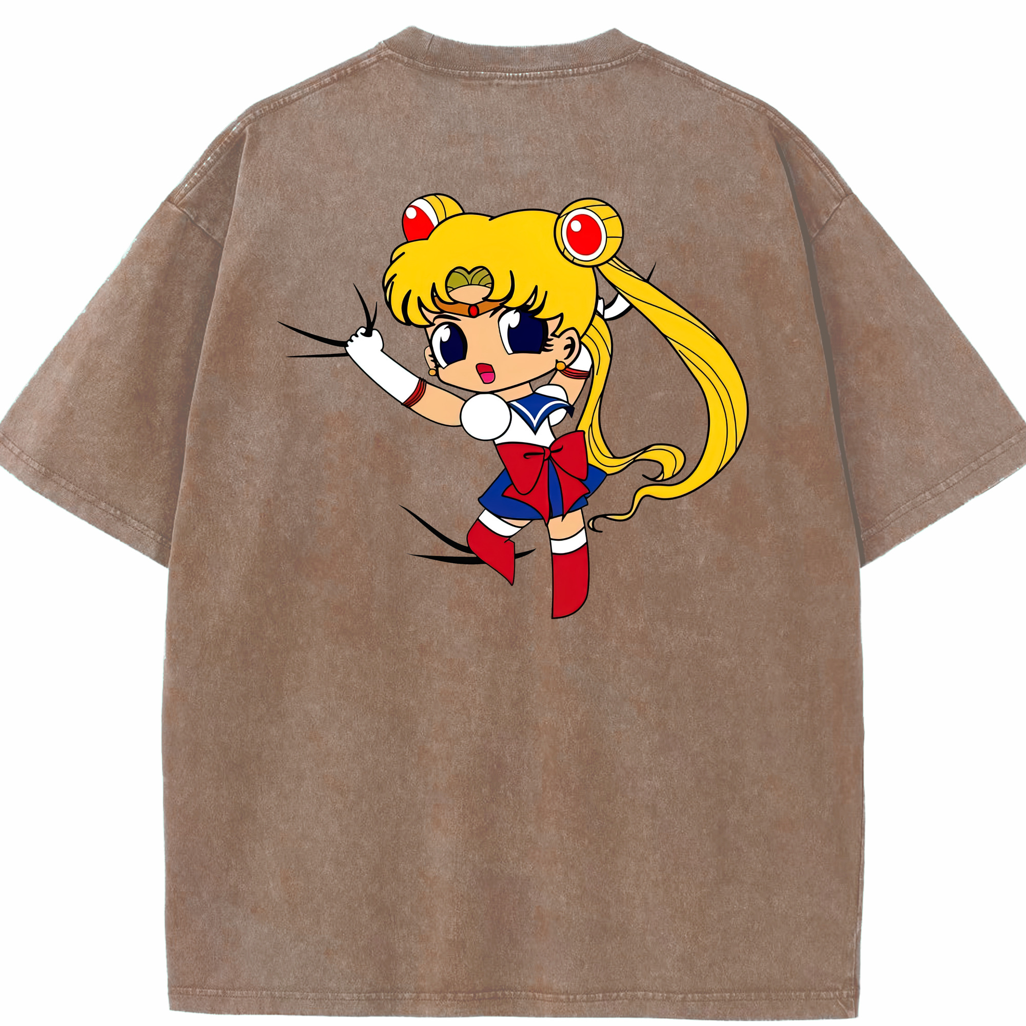 （画像用） 美少女戦士セーラームーン 月野 うさぎ つきの うさぎ Sailor Moon Tsukino Usagi 綿100% ヴィンテージ風 半袖Tシャツ（背面プリント）