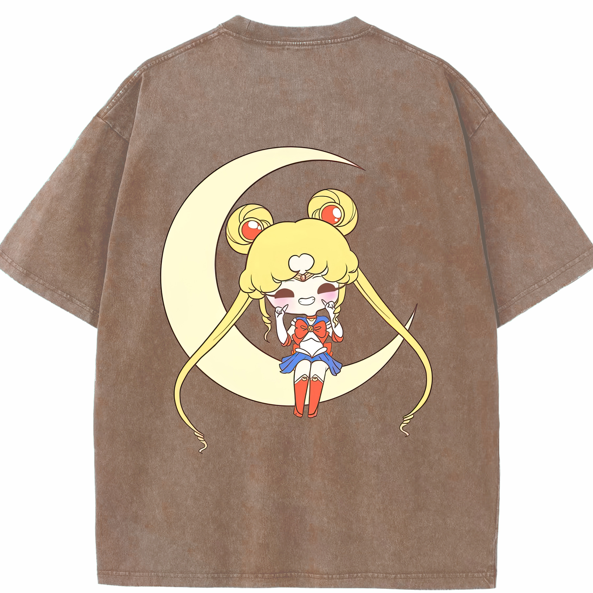 （画像用） 美少女戦士セーラームーン 月野 うさぎ つきの うさぎ Sailor Moon Tsukino Usagi 綿100% ヴィンテージ風 半袖Tシャツ（背面プリント）