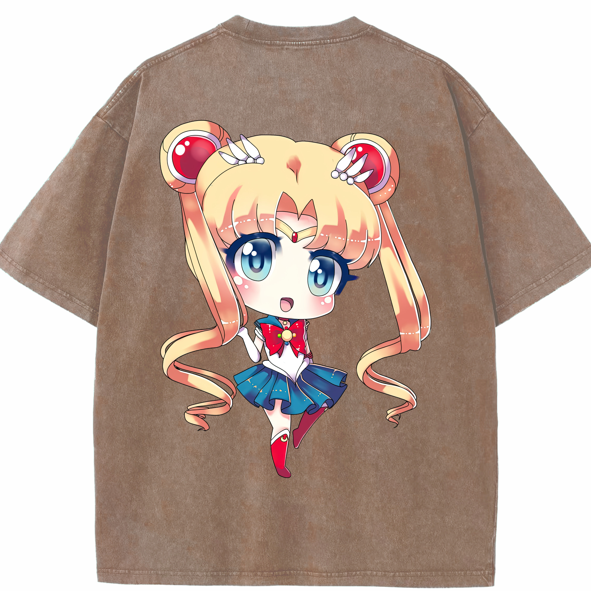（画像用） 美少女戦士セーラームーン 月野 うさぎ つきの うさぎ Sailor Moon Tsukino Usagi 綿100% ヴィンテージ風 半袖Tシャツ（背面プリント）