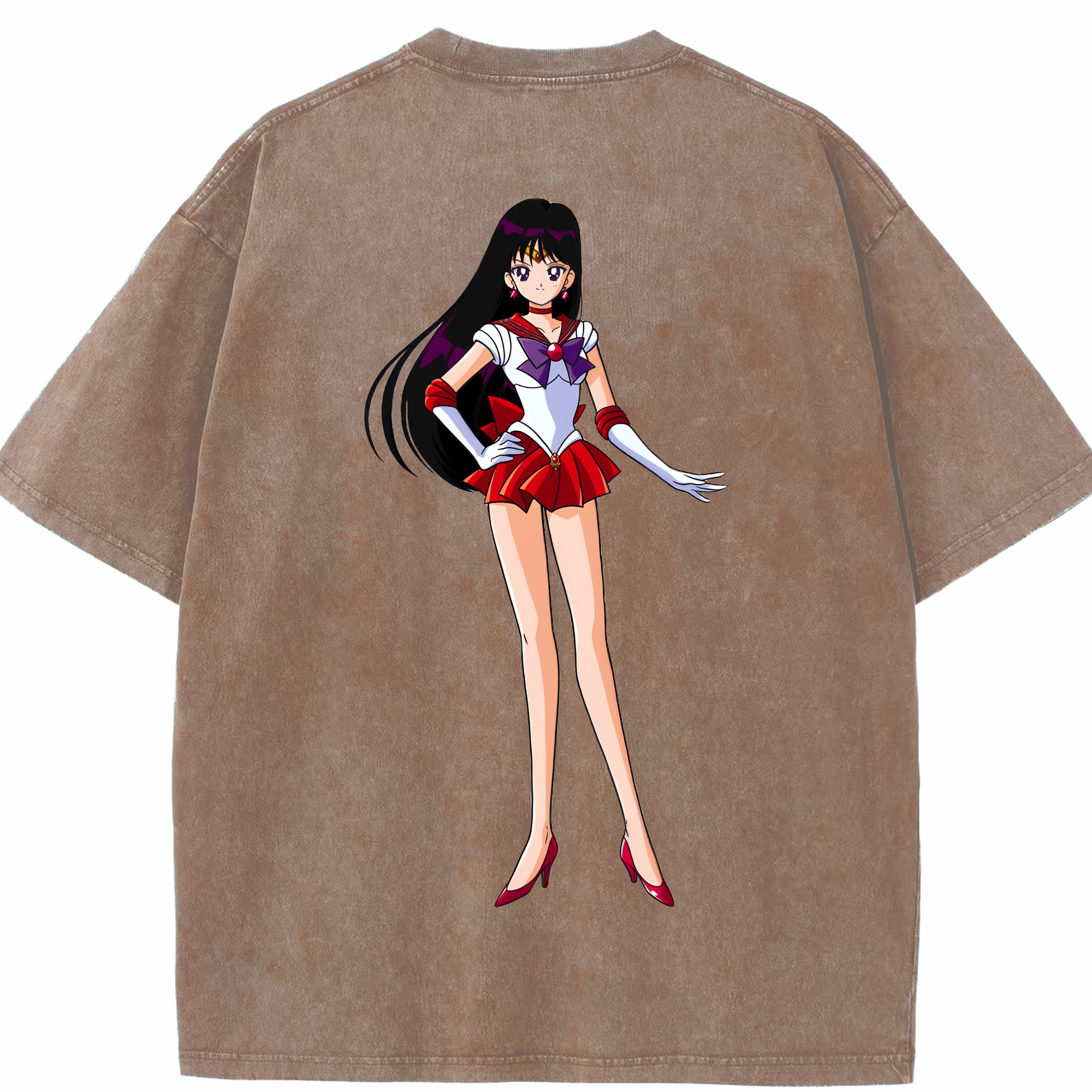（画像用） 美少女戦士セーラームーン 火野レイ ひの レイ Sailor Moon Hino Rei （セーラーマーズ,Sailor Mars） 綿100% ヴィンテージ風 半袖Tシャツ（背面プリント）
