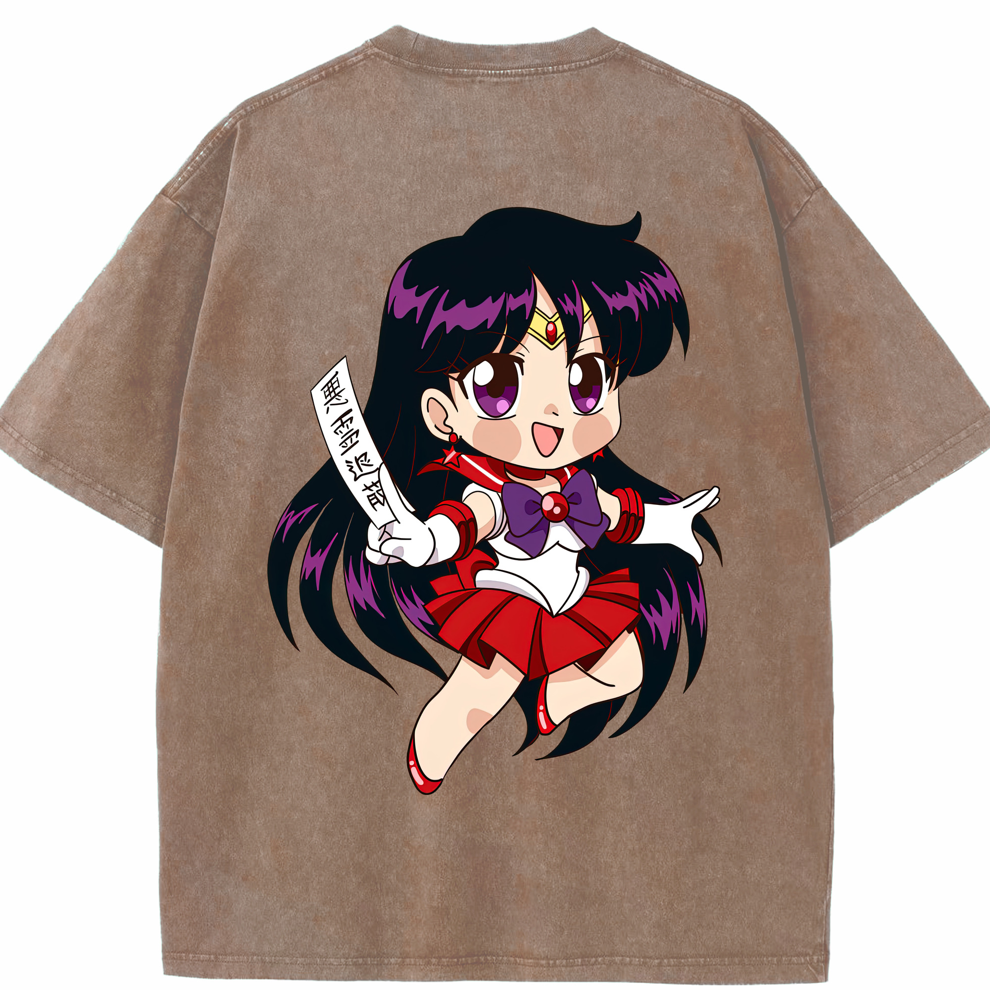 （画像用） 美少女戦士セーラームーン 火野レイ ひの レイ Sailor Moon Hino Rei （セーラーマーズ,Sailor Mars） 綿100% ヴィンテージ風 半袖Tシャツ（背面プリント）