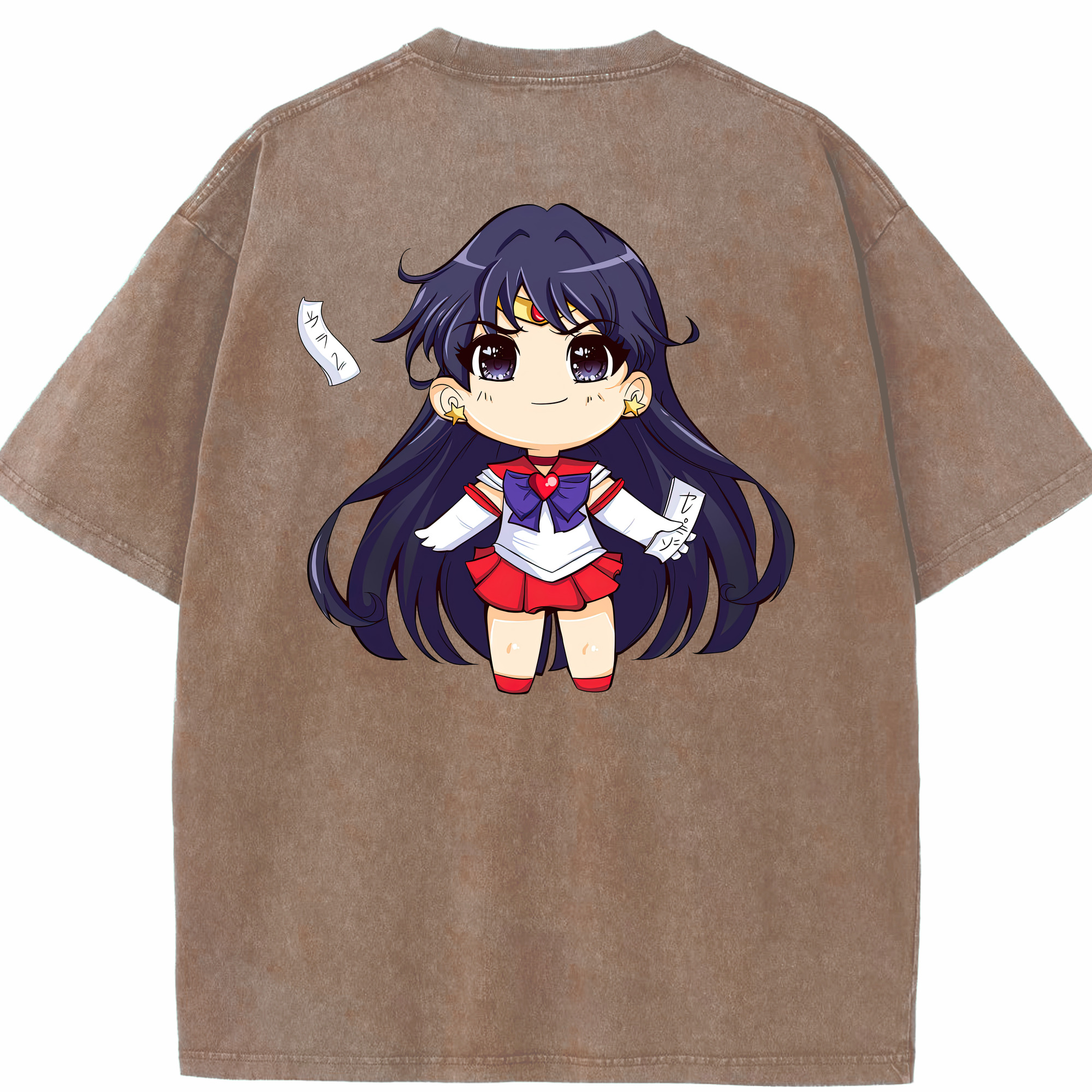 （画像用） 美少女戦士セーラームーン 火野レイ ひの レイ Sailor Moon Hino Rei （セーラーマーズ,Sailor Mars） 綿100% ヴィンテージ風 半袖Tシャツ（背面プリント）