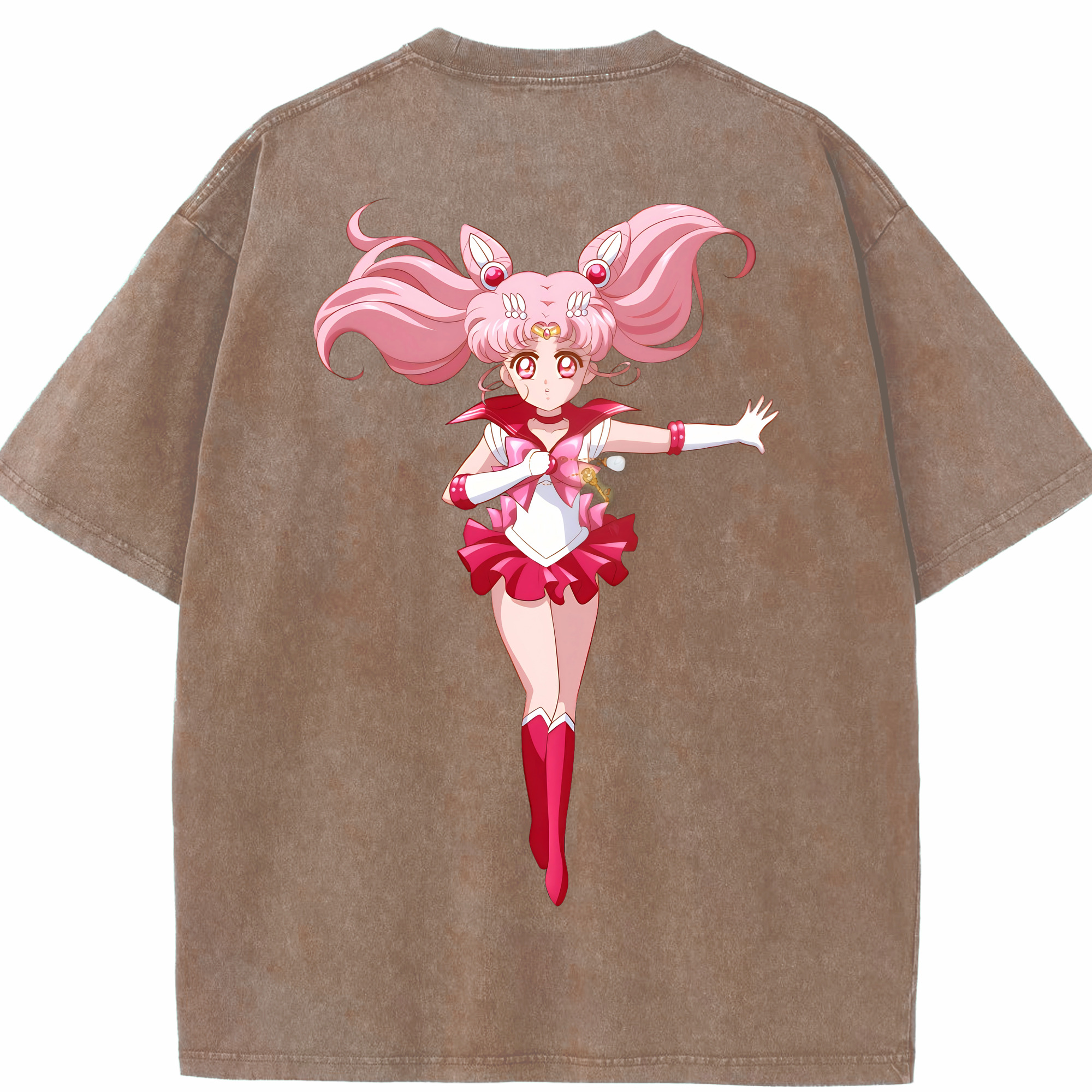 （画像用） 美少女戦士セーラームーン ちびうさ Sailor Moon Chibiusa Tsukino Usagi Small Lady Serenity 綿100% ヴィンテージ風 半袖Tシャツ（背面プリント）