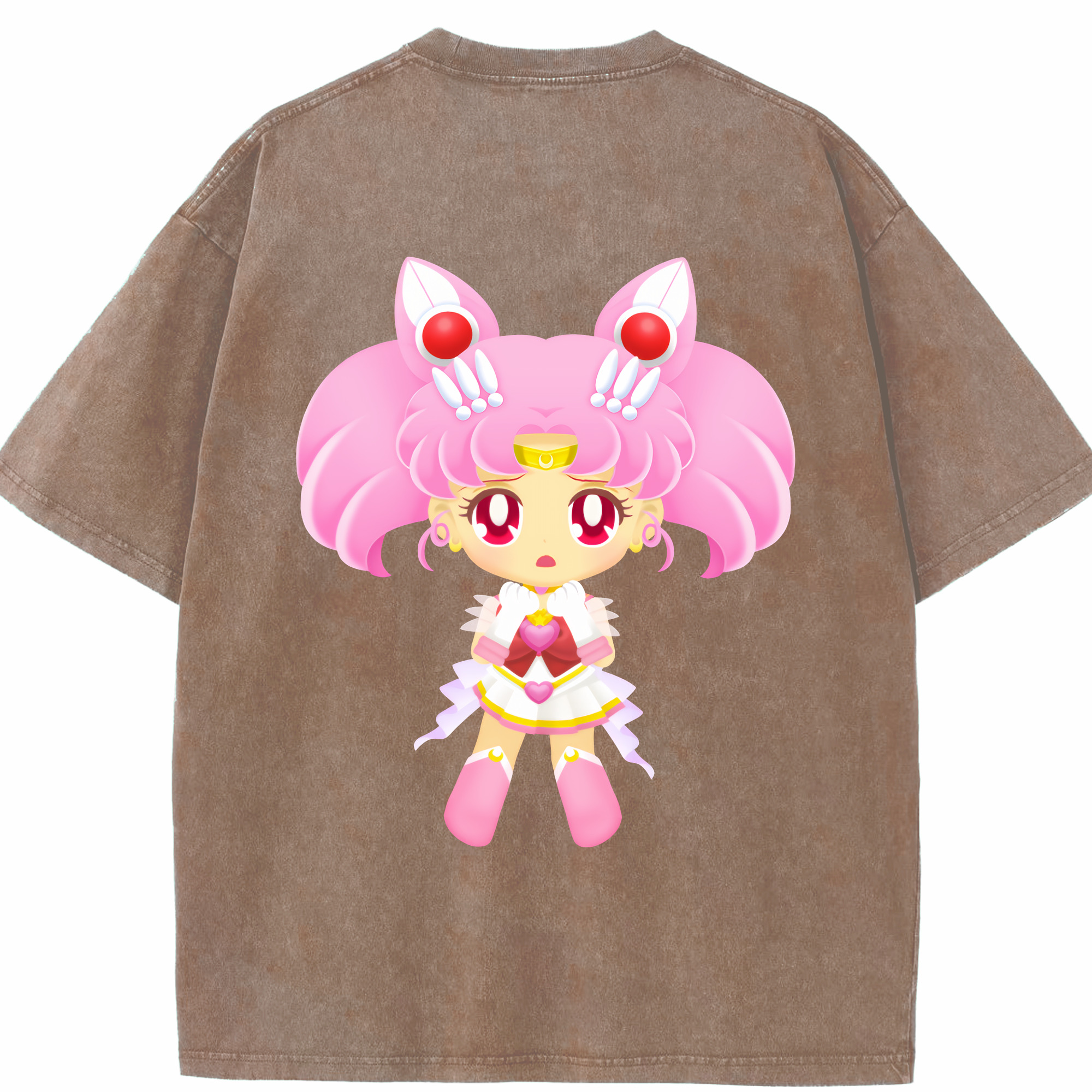 （画像用） 美少女戦士セーラームーン ちびうさ Sailor Moon Chibiusa Tsukino Usagi Small Lady Serenity 綿100% ヴィンテージ風 半袖Tシャツ（背面プリント）