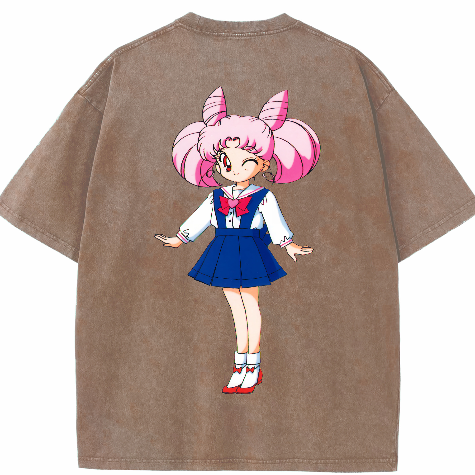 （画像用） 美少女戦士セーラームーン ちびうさ Sailor Moon Chibiusa Tsukino Usagi Small Lady Serenity 綿100% ヴィンテージ風 半袖Tシャツ（背面プリント）