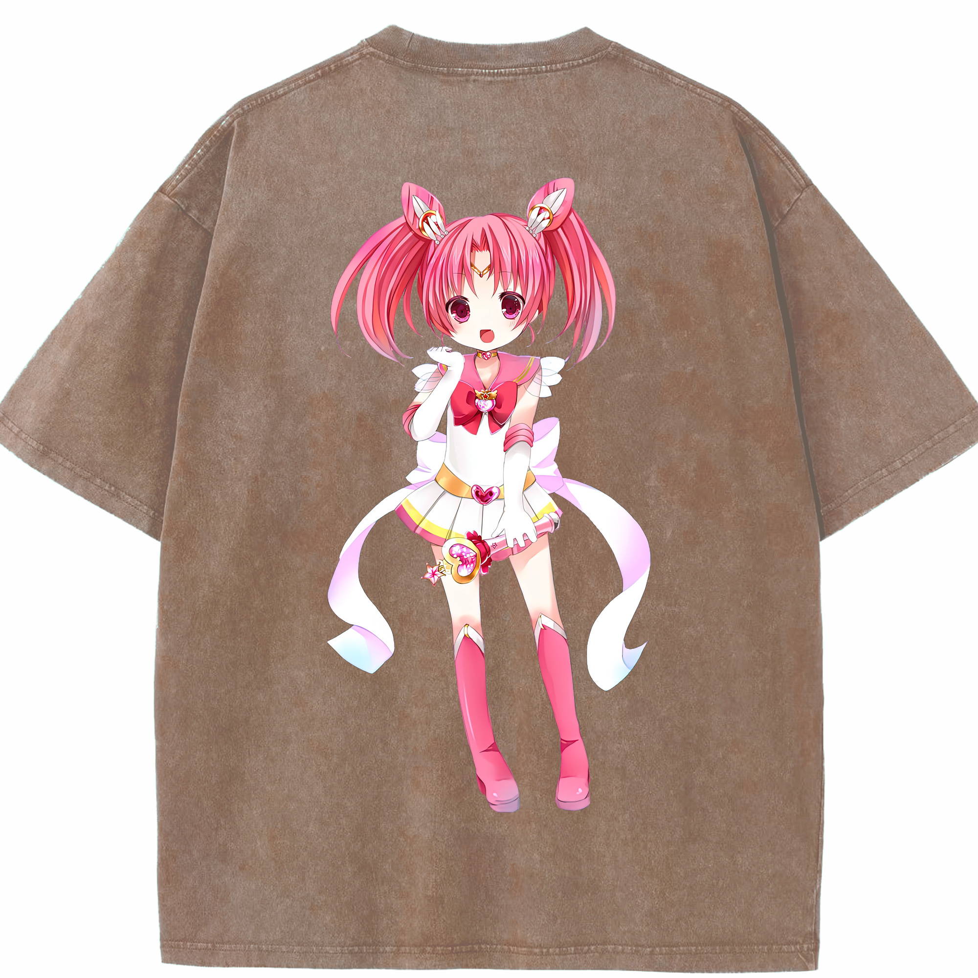 （画像用） 美少女戦士セーラームーン ちびうさ Sailor Moon Chibiusa Tsukino Usagi Small Lady Serenity 綿100% ヴィンテージ風 半袖Tシャツ（背面プリント）