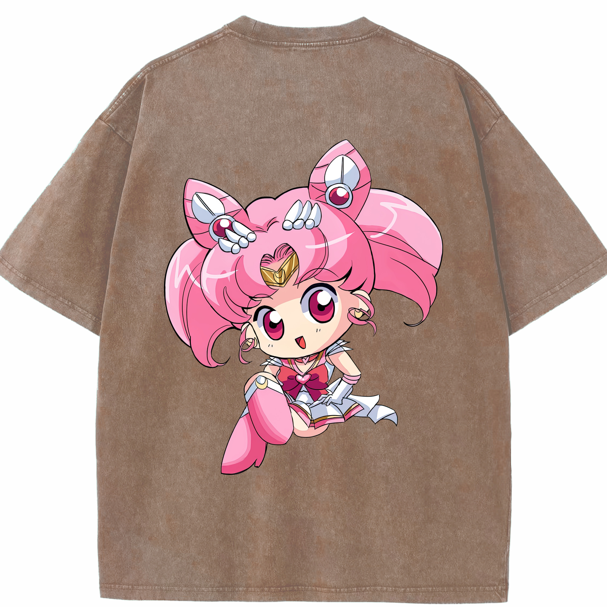 （画像用） 美少女戦士セーラームーン ちびうさ Sailor Moon Chibiusa Tsukino Usagi Small Lady Serenity 綿100% ヴィンテージ風 半袖Tシャツ（背面プリント）