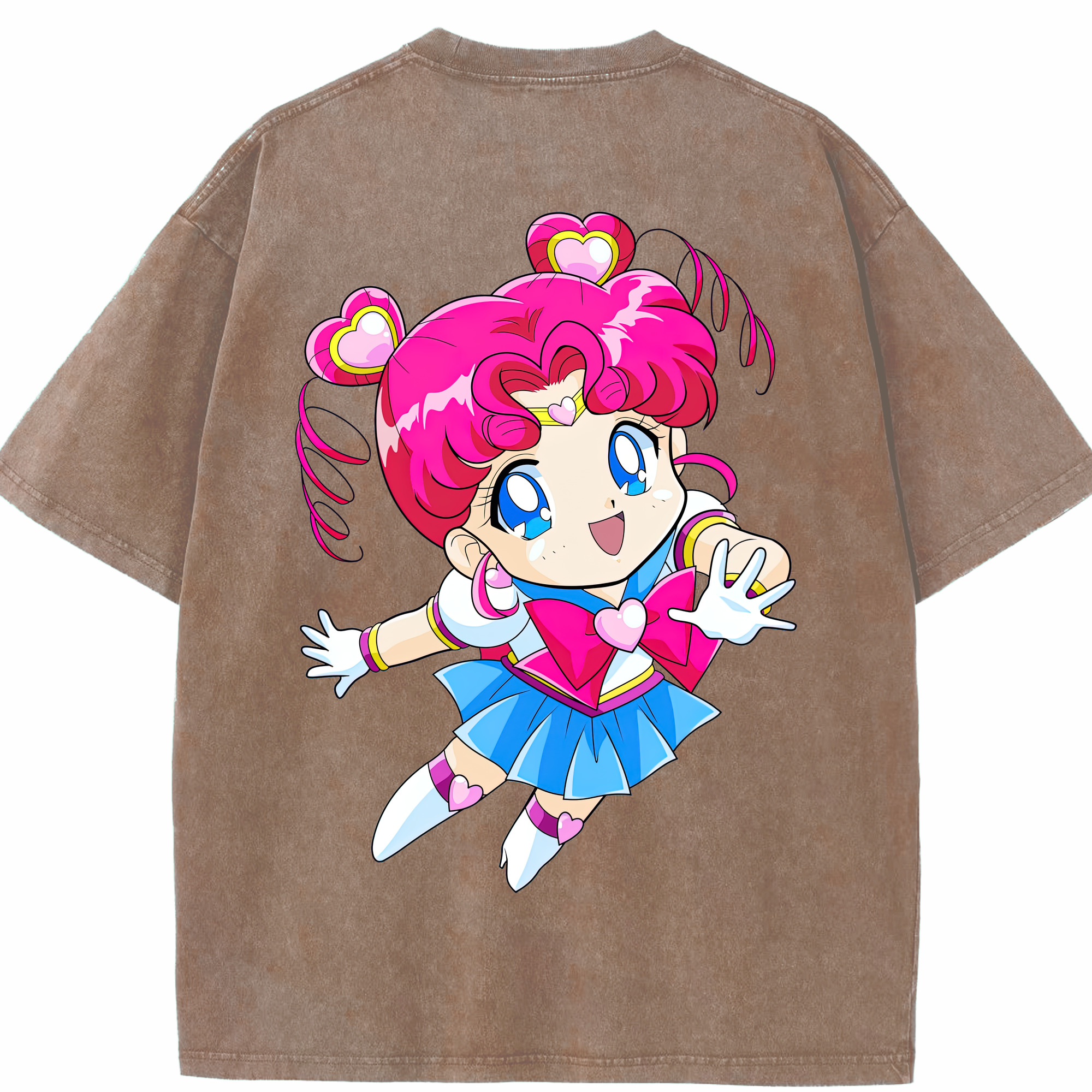 （画像用） 美少女戦士セーラームーン ちびうさ Sailor Moon Chibiusa Tsukino Usagi Small Lady Serenity 綿100% ヴィンテージ風 半袖Tシャツ（背面プリント）