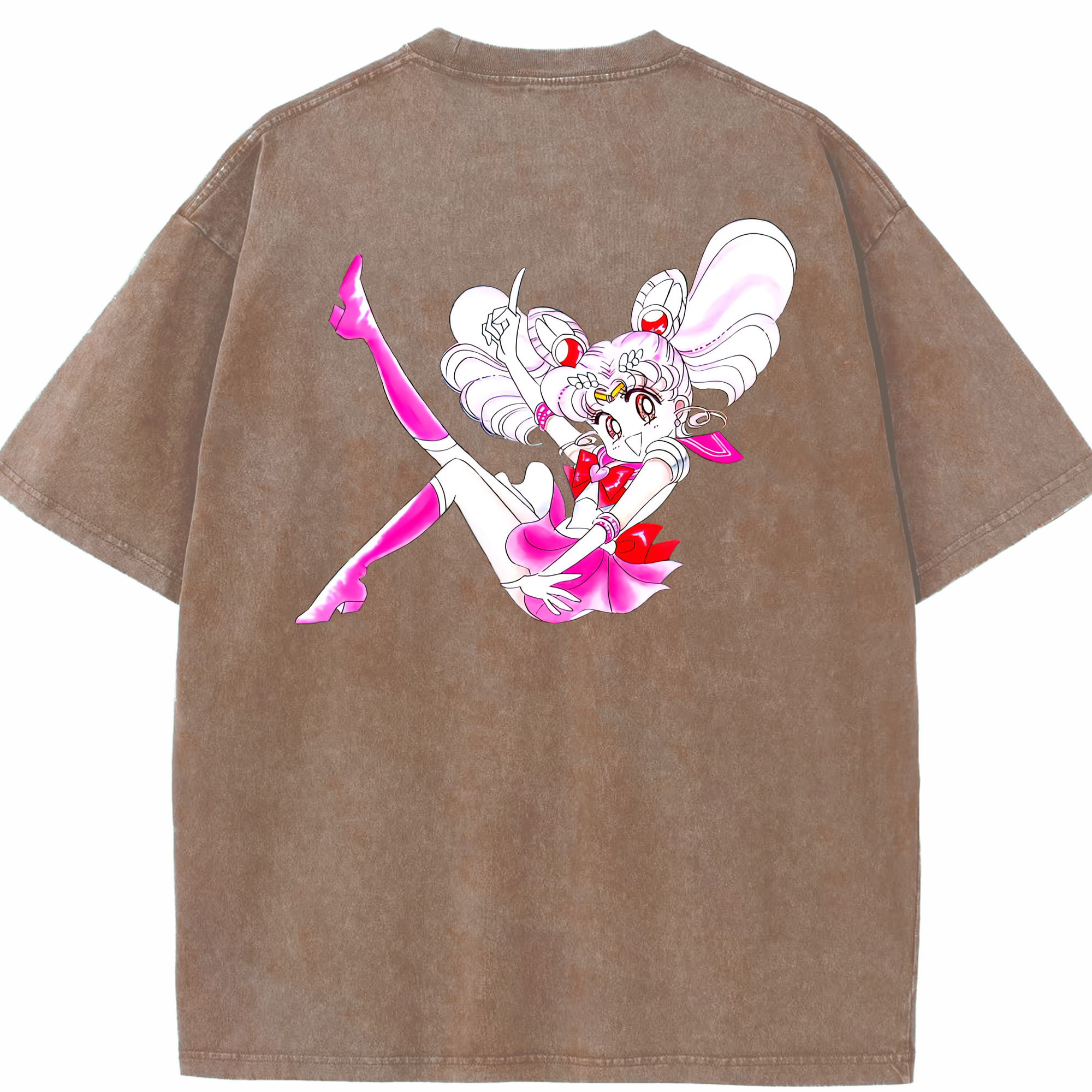 （画像用） 美少女戦士セーラームーン ちびうさ Sailor Moon Chibiusa Tsukino Usagi Small Lady Serenity 綿100% ヴィンテージ風 半袖Tシャツ（背面プリント）