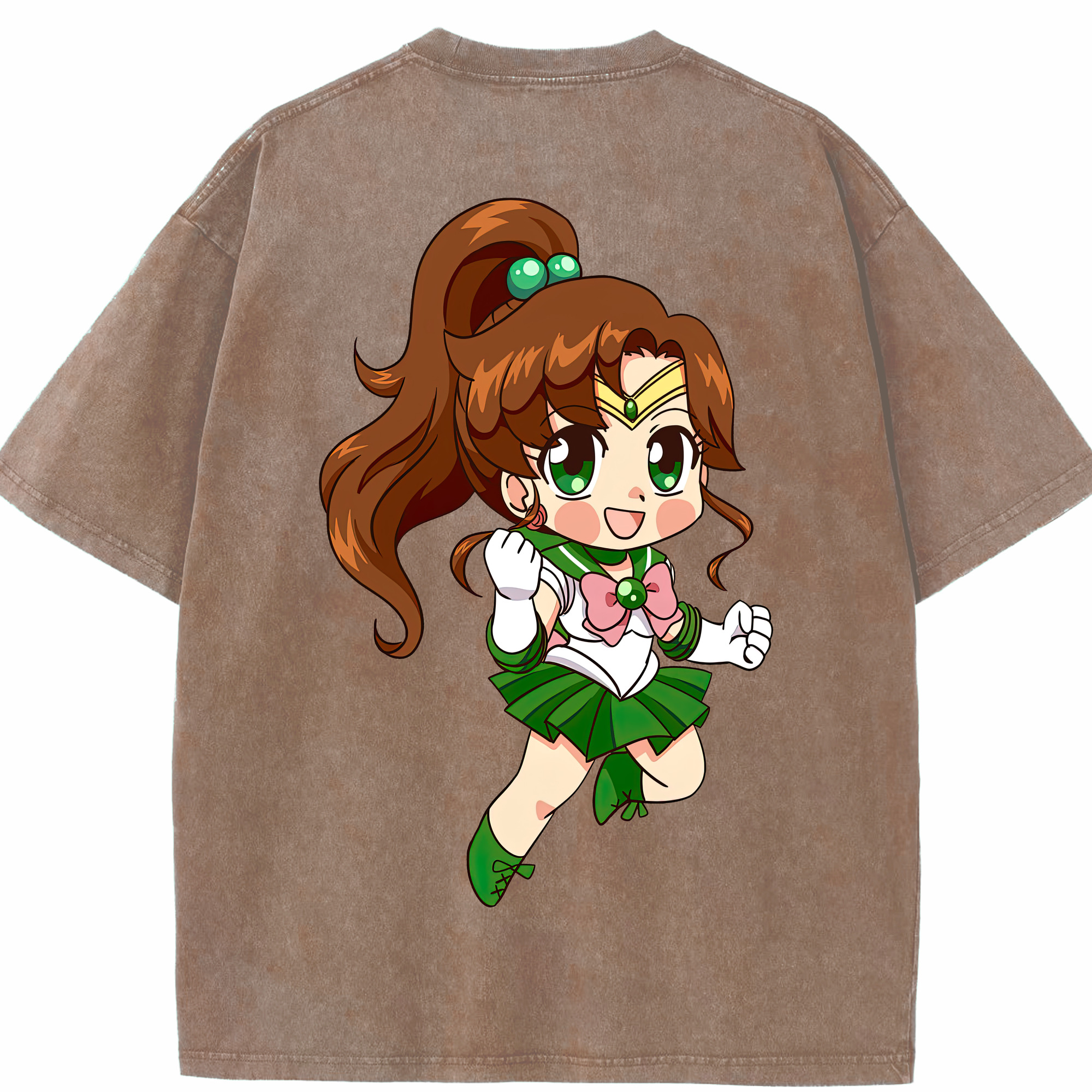 （画像用） 美少女戦士セーラームーン 木野 まこと きの まこと Sailor Moon Kino Makoto （セーラージュピター；Sailor Jupiter） 綿100% ヴィンテージ風 半袖Tシャツ（背面プリント）