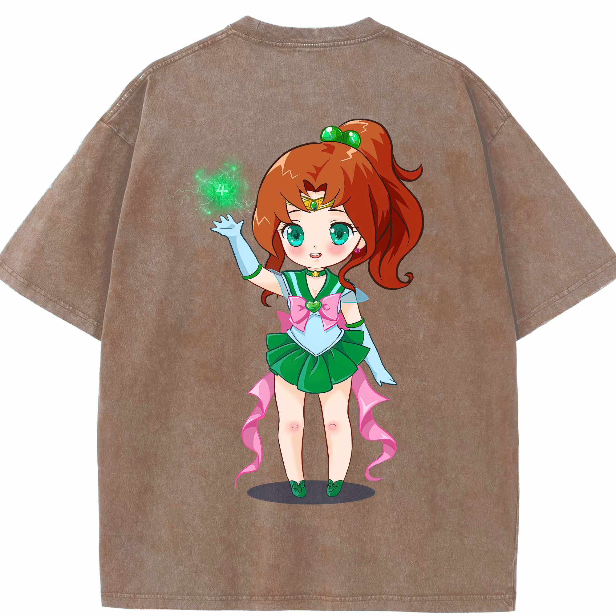 （画像用） 美少女戦士セーラームーン 木野 まこと きの まこと Sailor Moon Kino Makoto （セーラージュピター；Sailor Jupiter） 綿100% ヴィンテージ風 半袖Tシャツ（背面プリント）