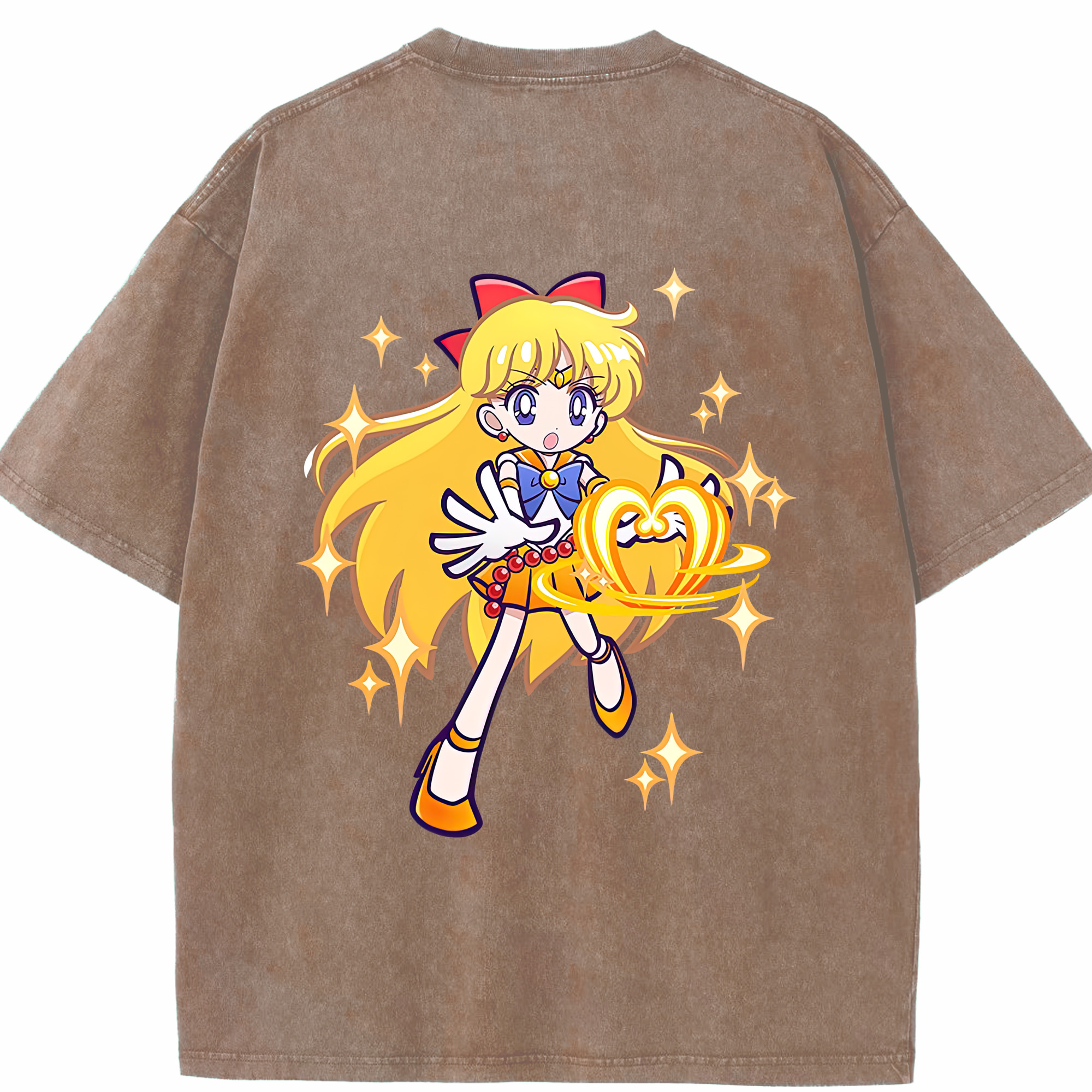 （画像用） 美少女戦士セーラームーン 愛野 美奈子 あいの みなこ Sailor Moon Aino Minako 綿100% ヴィンテージ風 半袖Tシャツ（背面プリント）