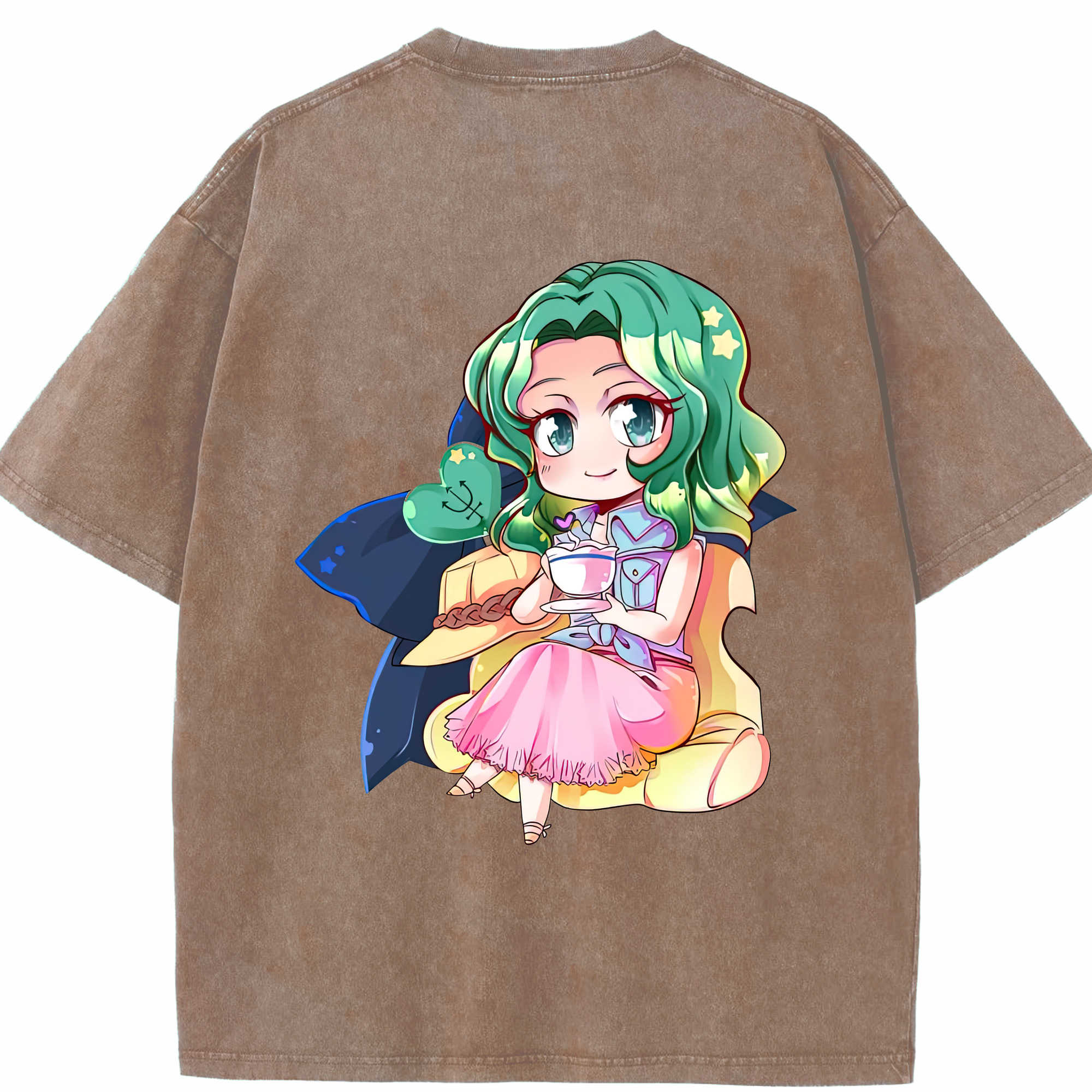（画像用） 美少女戦士セーラームーン 海王 みちる（かいおう みちる） Sailor Moon Kaiou Michiru 綿100% ヴィンテージ風 半袖Tシャツ（背面プリント）
