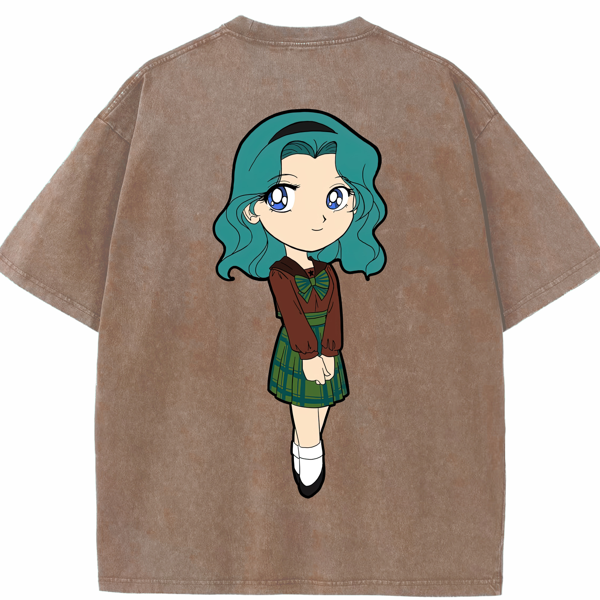 （画像用） 美少女戦士セーラームーン 海王 みちる（かいおう みちる） Sailor Moon Kaiou Michiru 綿100% ヴィンテージ風 半袖Tシャツ（背面プリント）