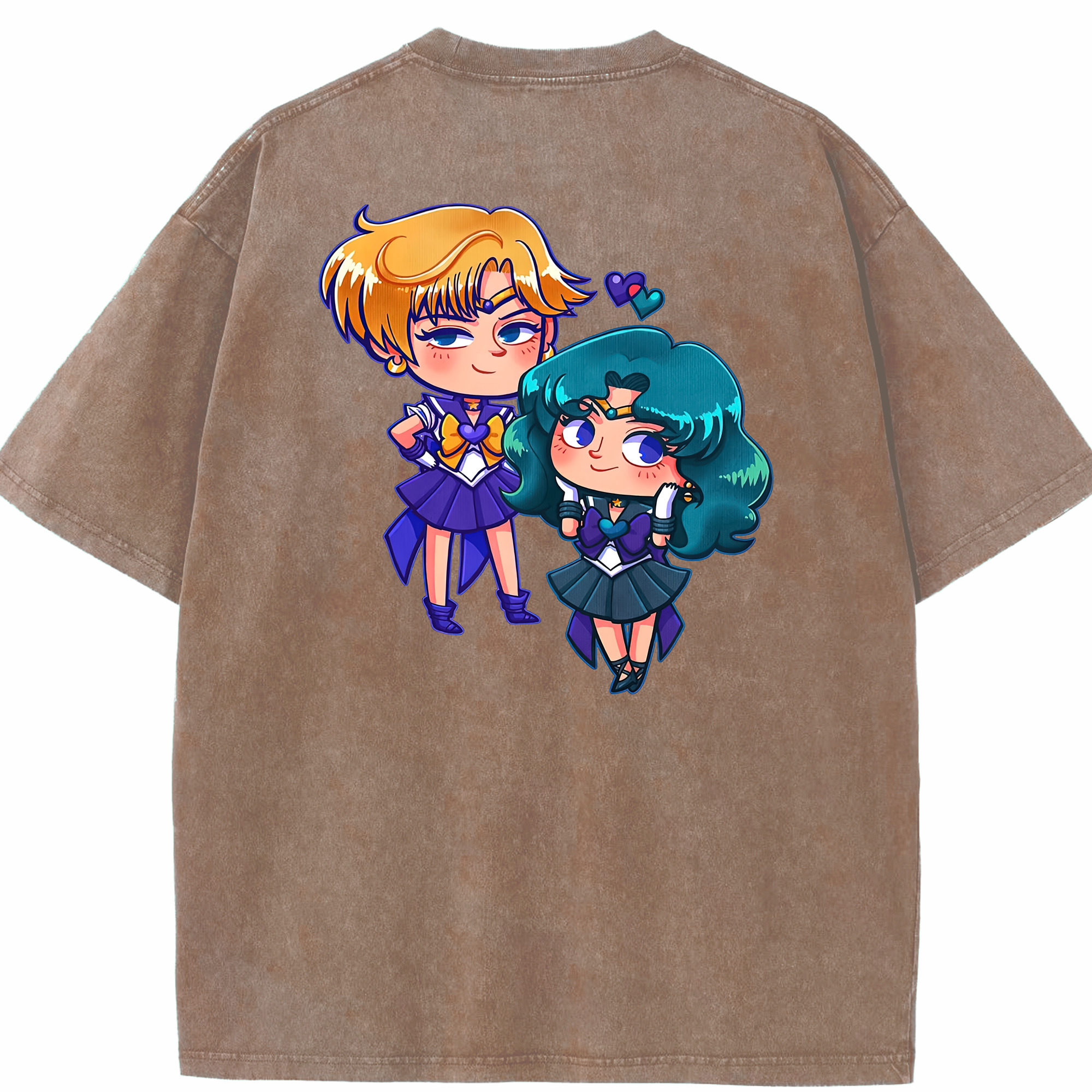 （画像用） 美少女戦士セーラームーン 天王はるか Sailor Moon Tenoh Haruka 綿100% ヴィンテージ風 半袖Tシャツ（背面プリント）