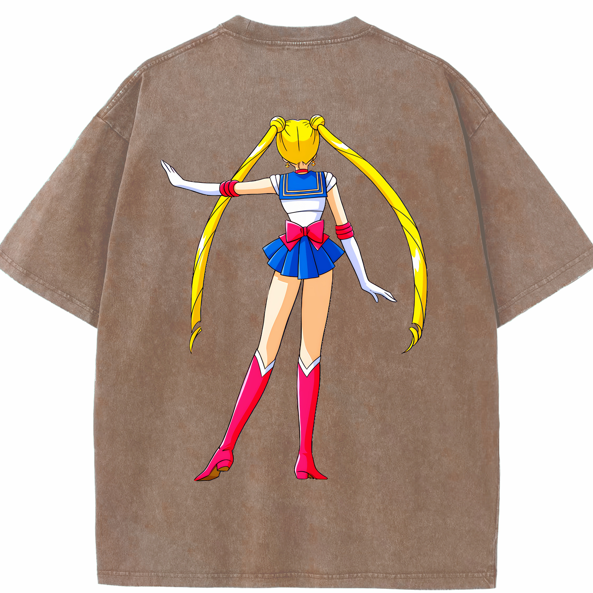 （画像用） 美少女戦士セーラームーン 月野 うさぎ つきの うさぎ Sailor Moon Tsukino Usagi 綿100% ヴィンテージ風 半袖Tシャツ（背面プリント）