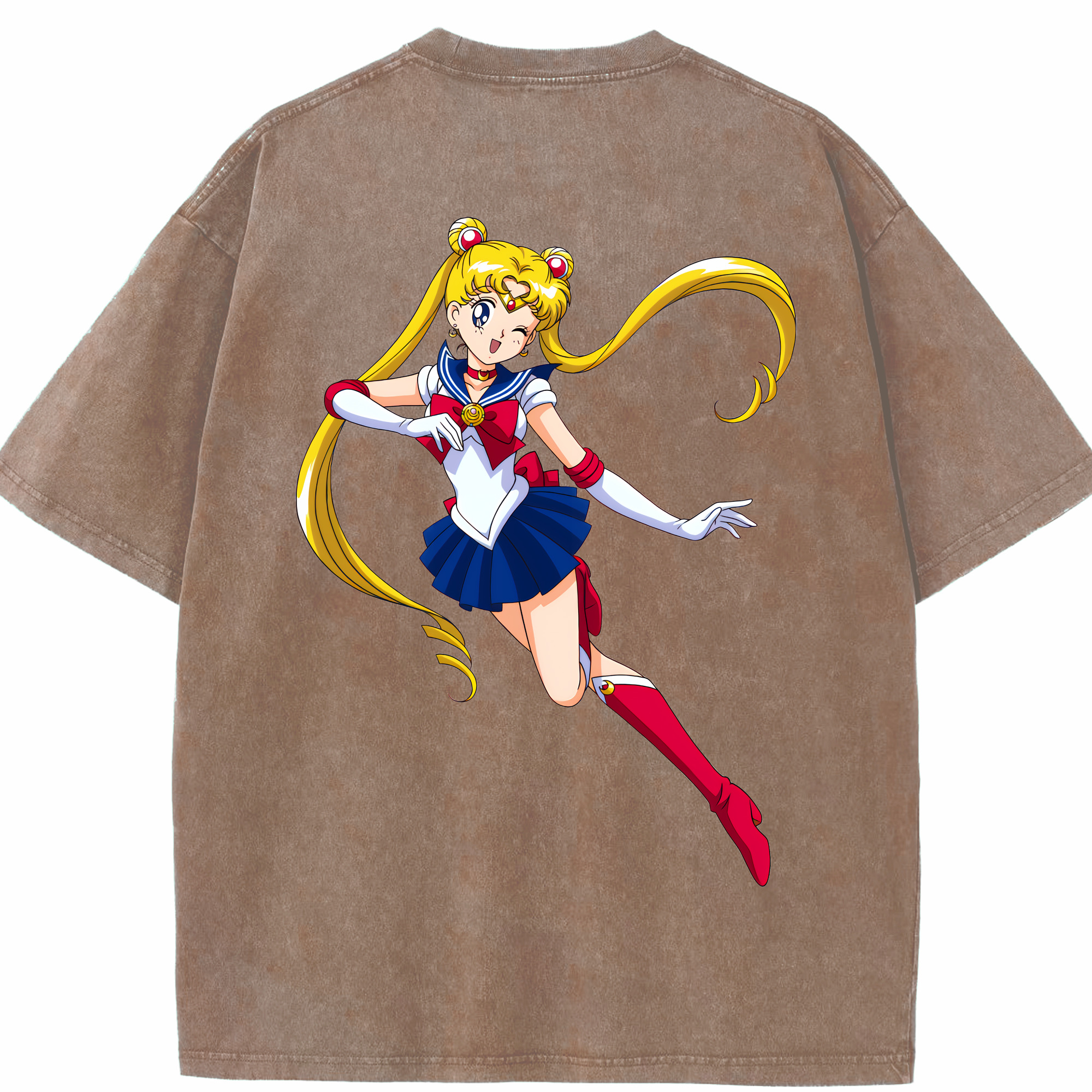 （画像用） 美少女戦士セーラームーン 月野 うさぎ つきの うさぎ Sailor Moon Tsukino Usagi 綿100% ヴィンテージ風 半袖Tシャツ（背面プリント）