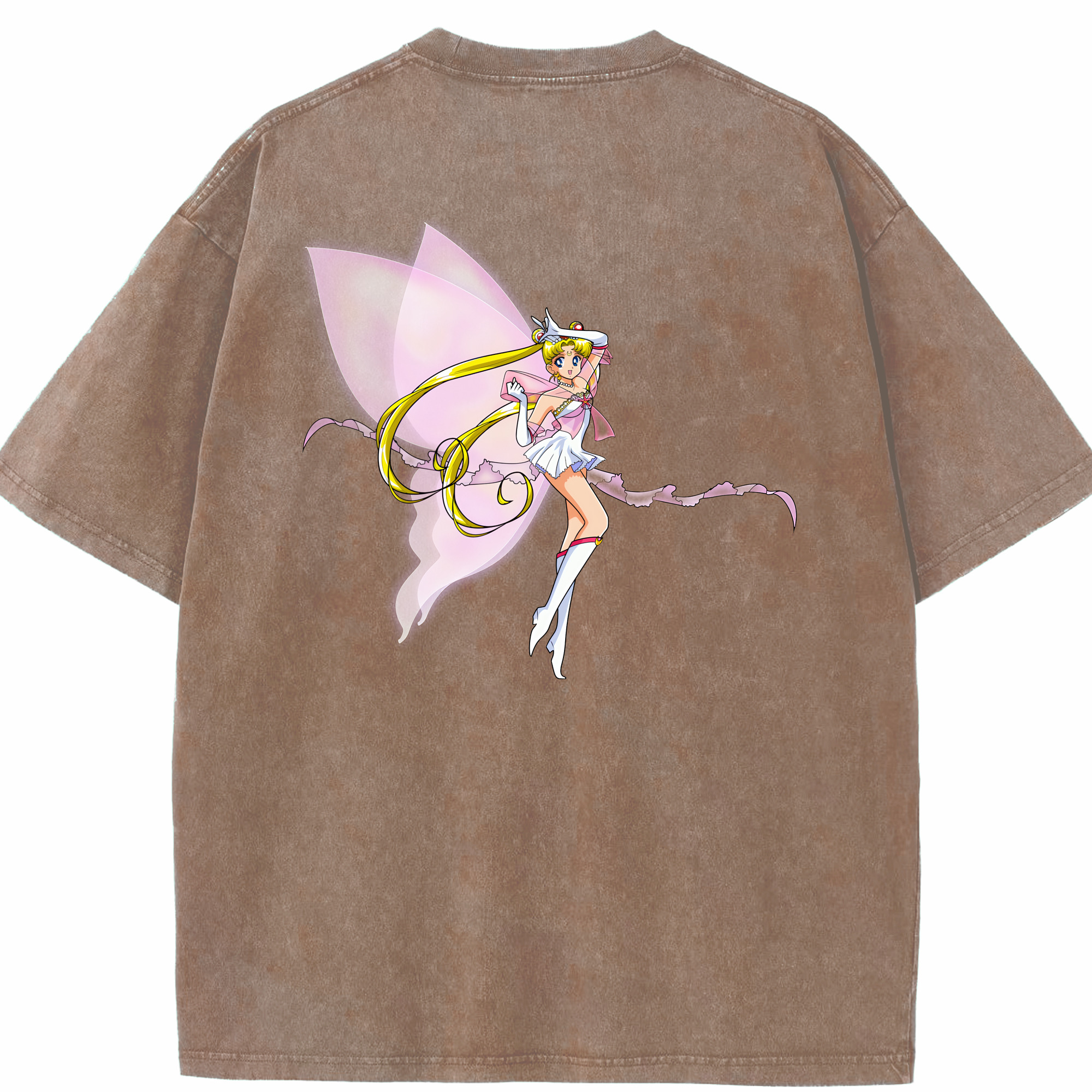 （画像用） 美少女戦士セーラームーン 月野 うさぎ つきの うさぎ Sailor Moon Tsukino Usagi 綿100% ヴィンテージ風 半袖Tシャツ（背面プリント）