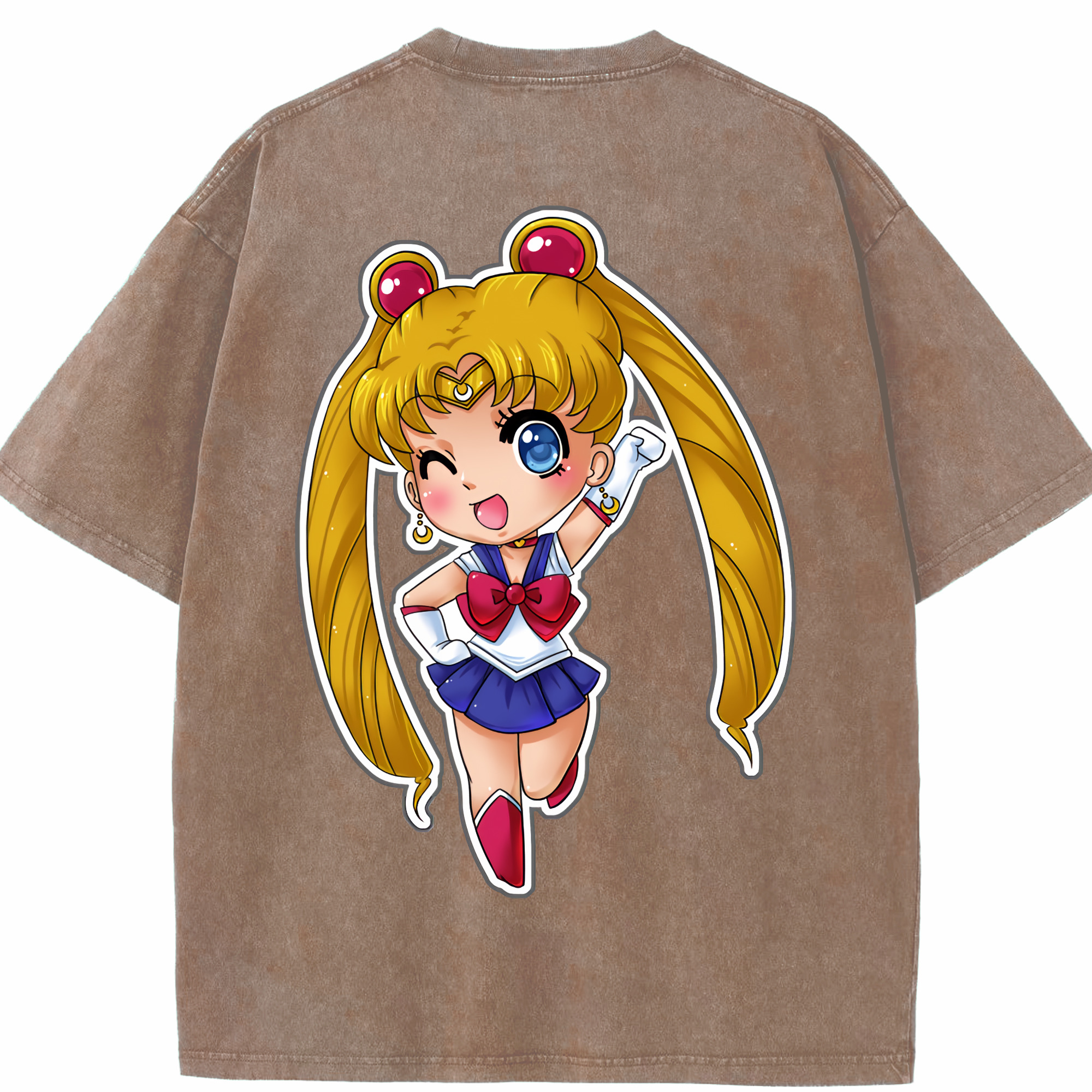 （画像用） 美少女戦士セーラームーン 月野 うさぎ つきの うさぎ Sailor Moon Tsukino Usagi 綿100% ヴィンテージ風 半袖Tシャツ（背面プリント）