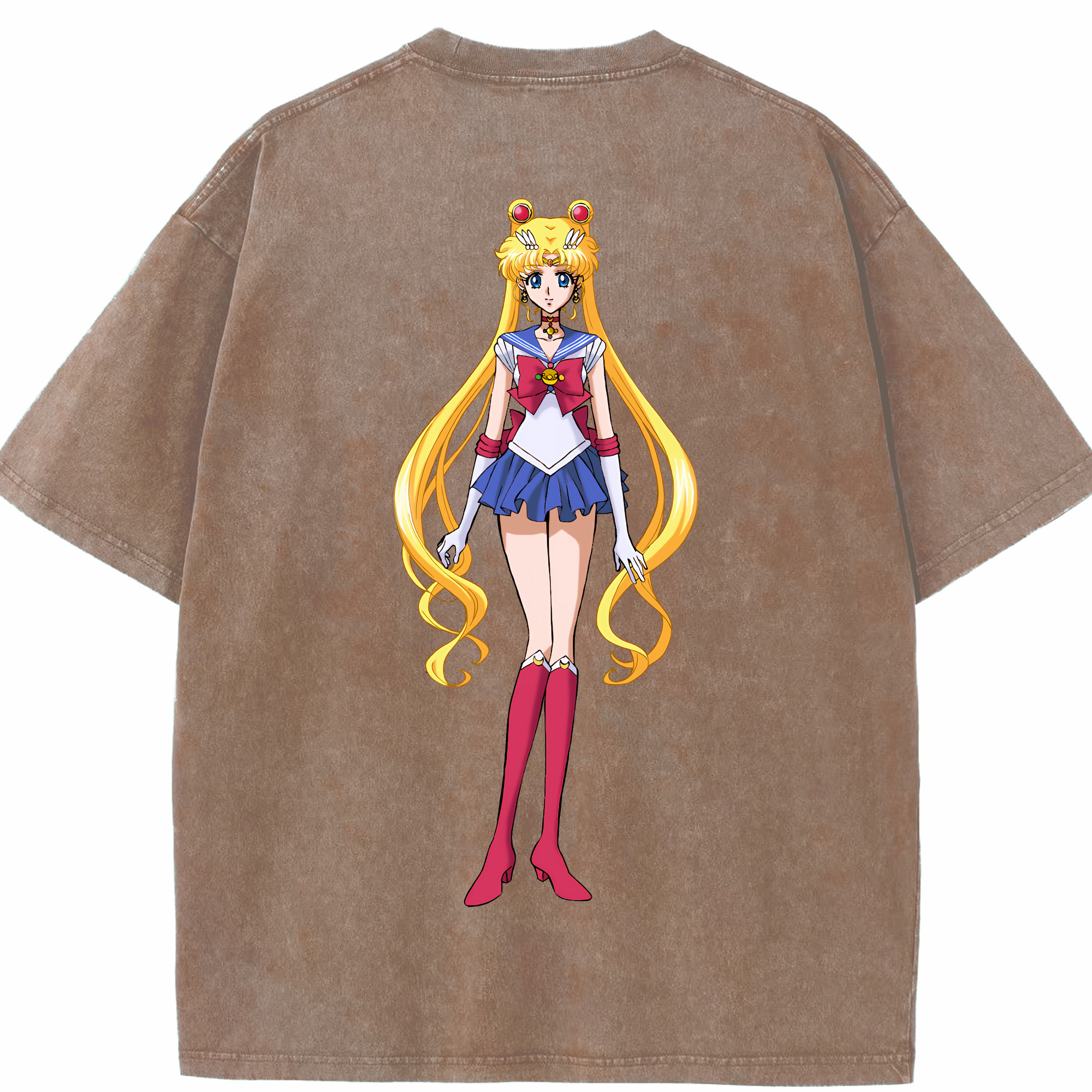 （画像用） 美少女戦士セーラームーン 月野 うさぎ つきの うさぎ Sailor Moon Tsukino Usagi 綿100% ヴィンテージ風 半袖Tシャツ（背面プリント）