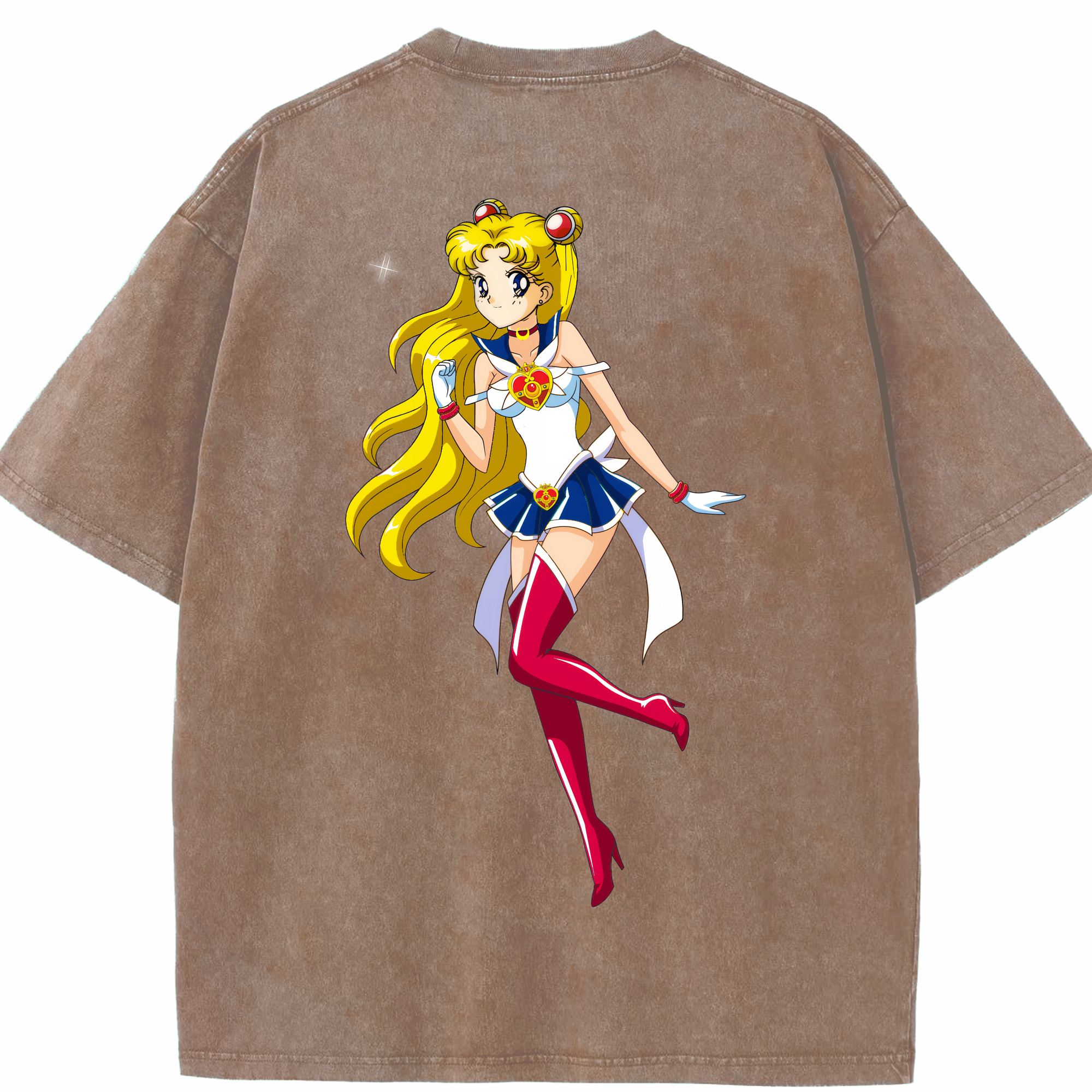 （画像用） 美少女戦士セーラームーン 月野 うさぎ つきの うさぎ Sailor Moon Tsukino Usagi 綿100% ヴィンテージ風 半袖Tシャツ（背面プリント）