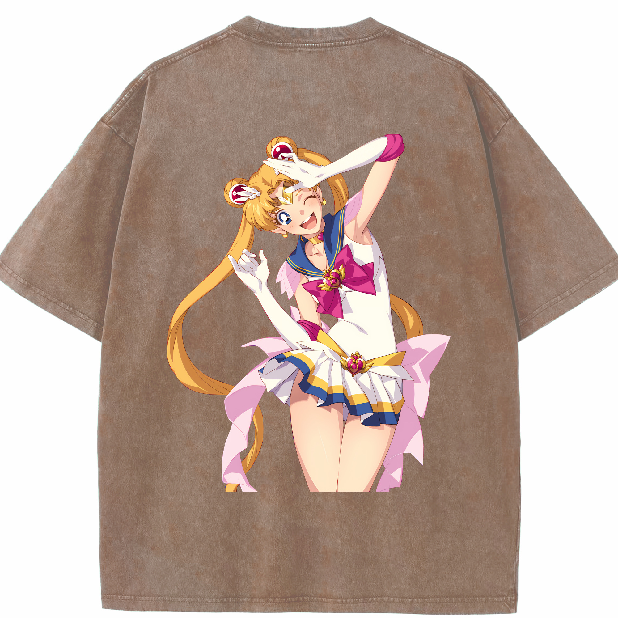 （画像用） 美少女戦士セーラームーン 月野 うさぎ つきの うさぎ Sailor Moon Tsukino Usagi 綿100% ヴィンテージ風 半袖Tシャツ（背面プリント）