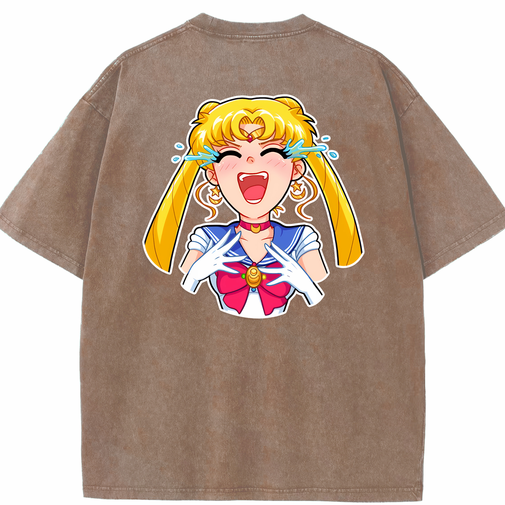 （画像用） 美少女戦士セーラームーン 月野 うさぎ つきの うさぎ Sailor Moon Tsukino Usagi 綿100% ヴィンテージ風 半袖Tシャツ（背面プリント）