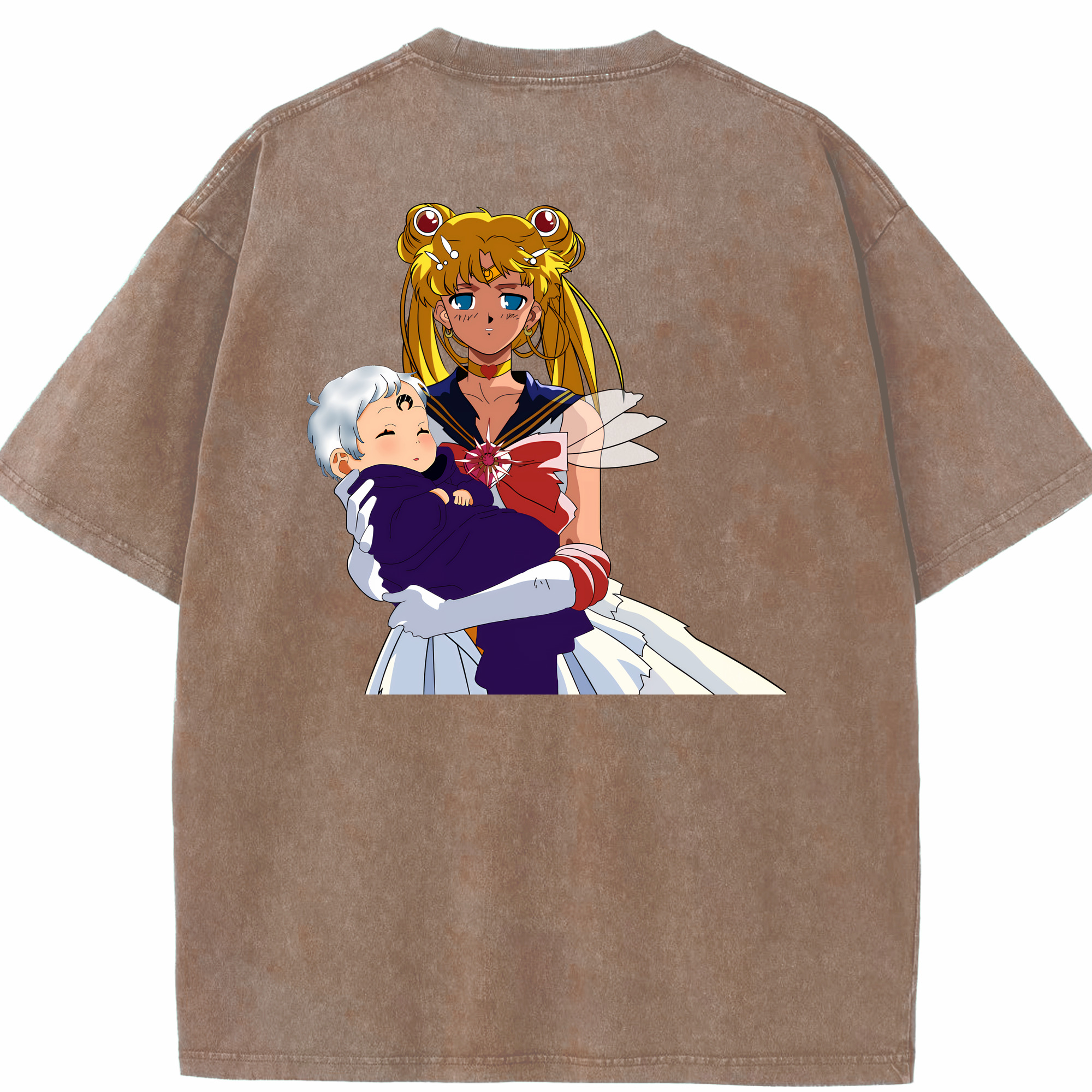 （画像用） 美少女戦士セーラームーン 月野 うさぎ つきの うさぎ Sailor Moon Tsukino Usagi 綿100% ヴィンテージ風 半袖Tシャツ（背面プリント）