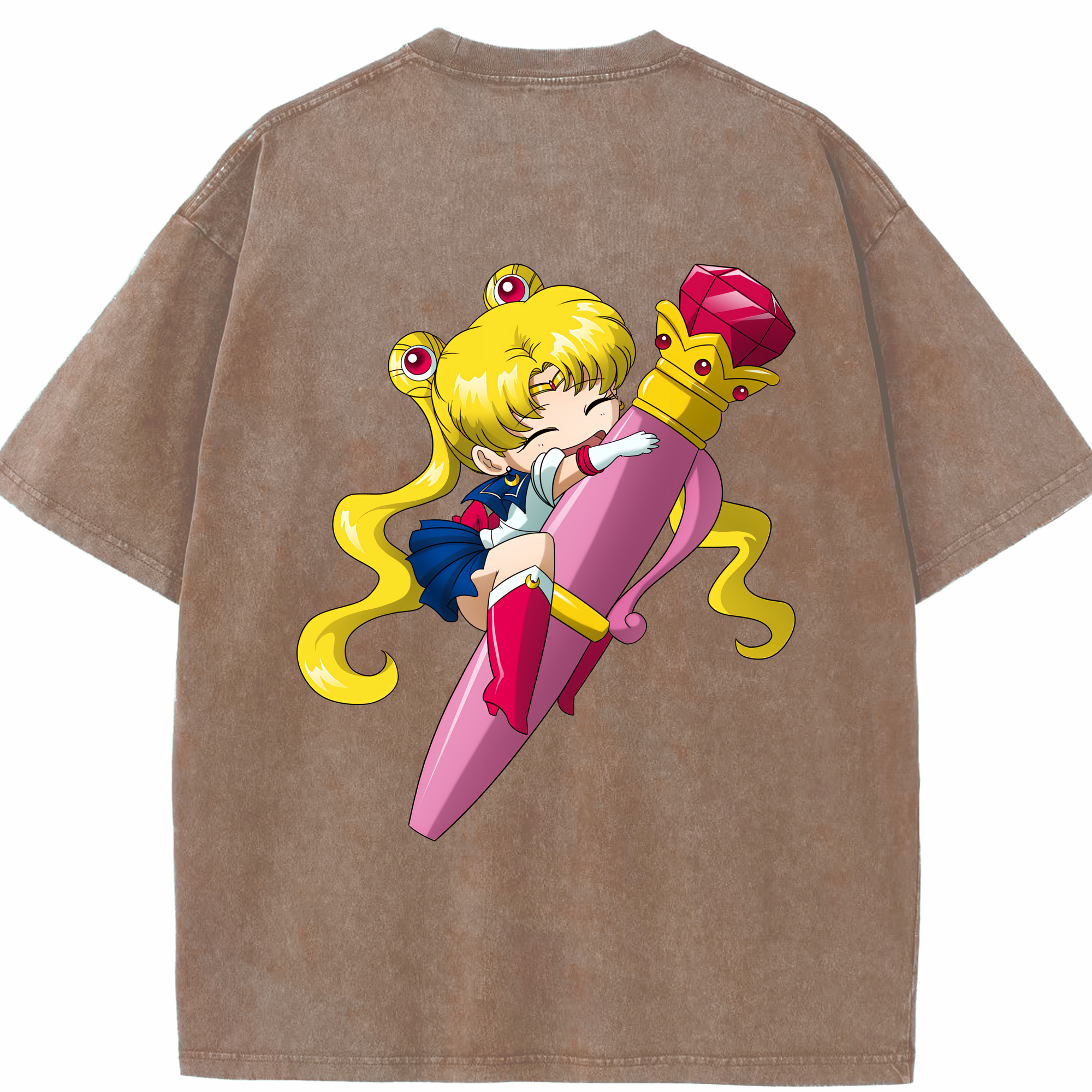 （画像用） 美少女戦士セーラームーン 月野 うさぎ つきの うさぎ Sailor Moon Tsukino Usagi 綿100% ヴィンテージ風 半袖Tシャツ（背面プリント）