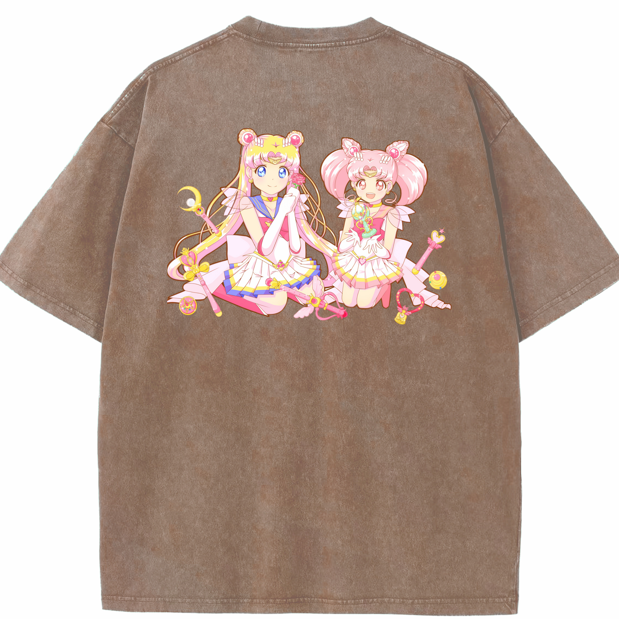 （画像用） 美少女戦士セーラームーン 月野 うさぎ つきの うさぎ Sailor Moon Tsukino Usagi 綿100% ヴィンテージ風 半袖Tシャツ（背面プリント）