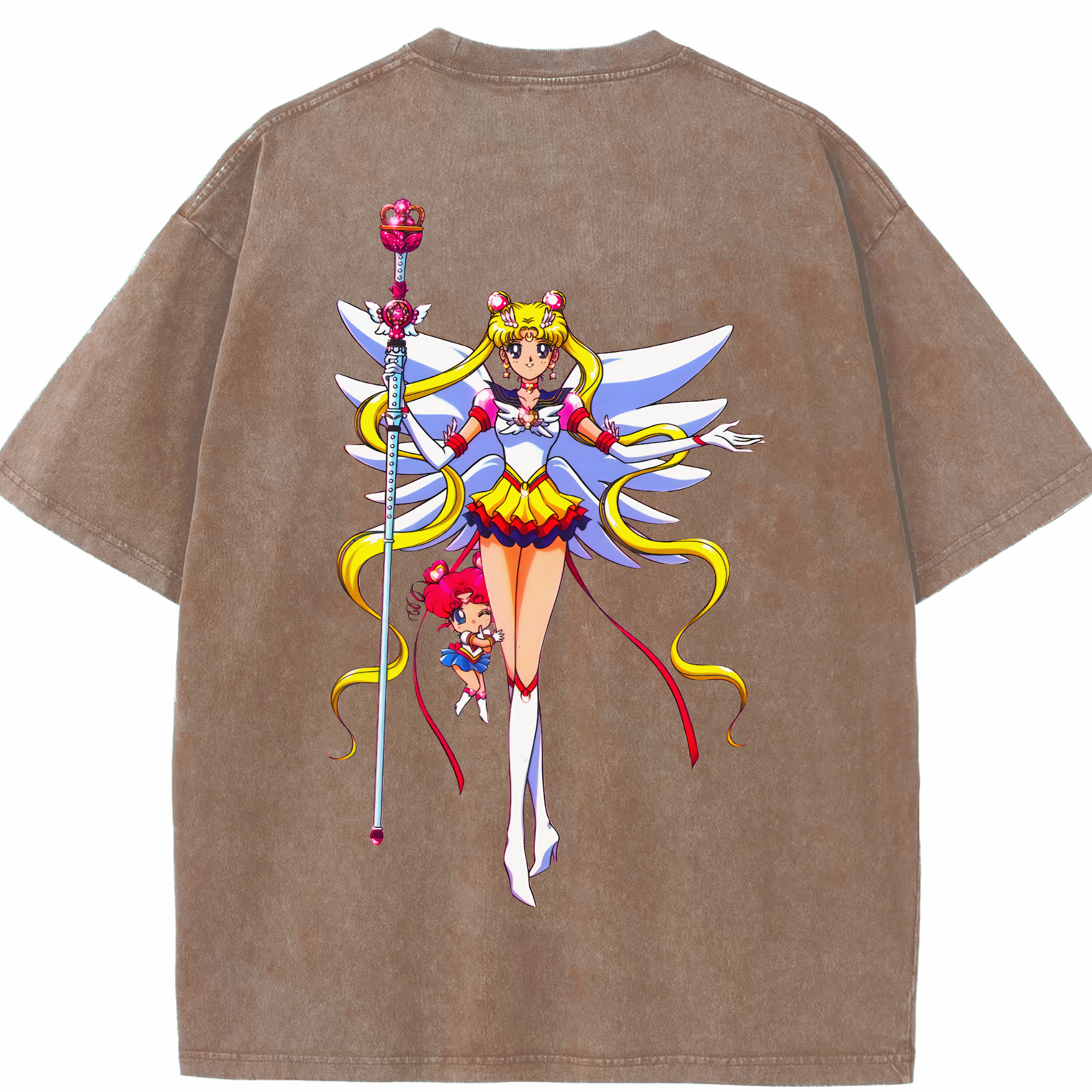 （画像用） 美少女戦士セーラームーン 月野 うさぎ つきの うさぎ Sailor Moon Tsukino Usagi 綿100% ヴィンテージ風 半袖Tシャツ（背面プリント）