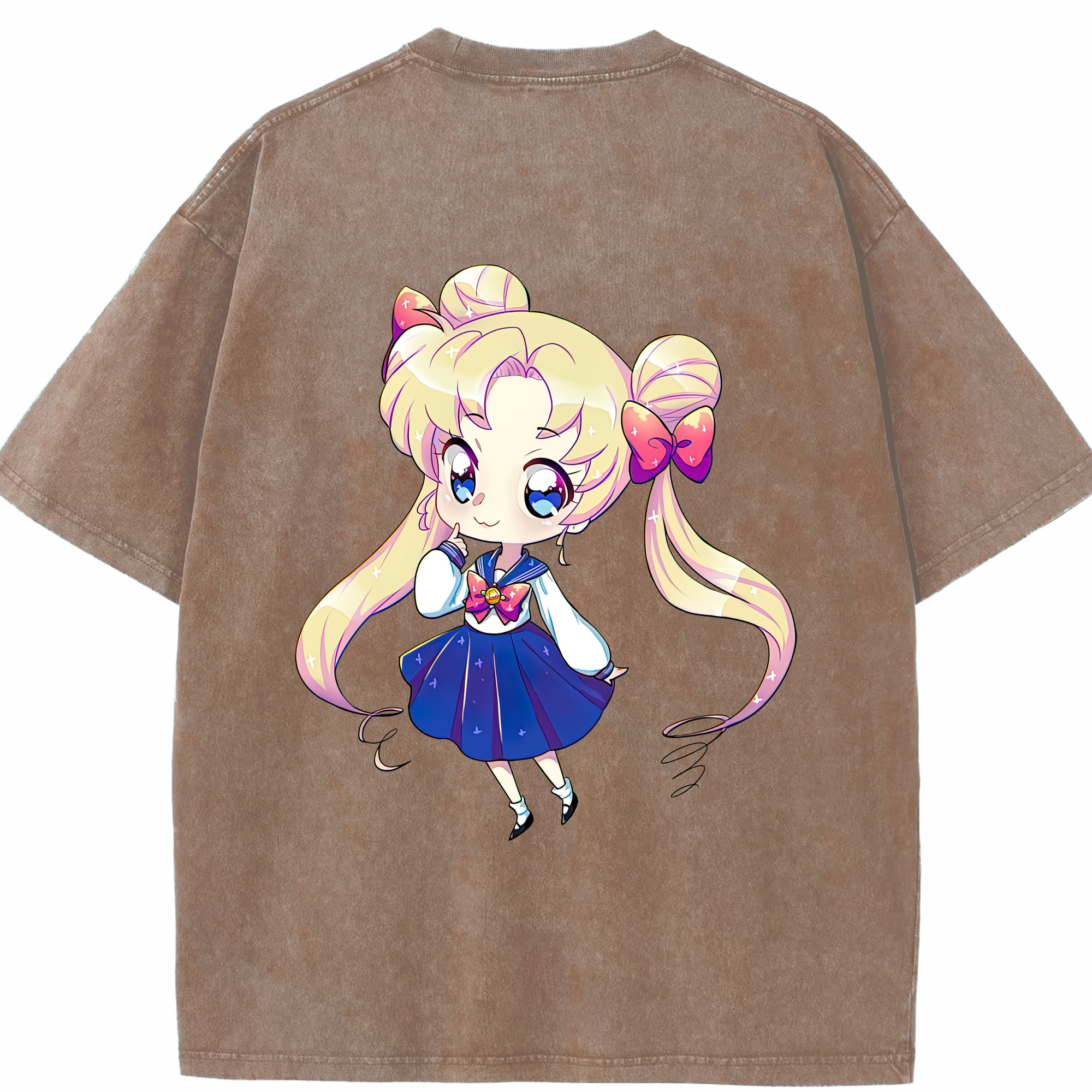 （画像用） 美少女戦士セーラームーン 月野 うさぎ つきの うさぎ Sailor Moon Tsukino Usagi 綿100% ヴィンテージ風 半袖Tシャツ（背面プリント）