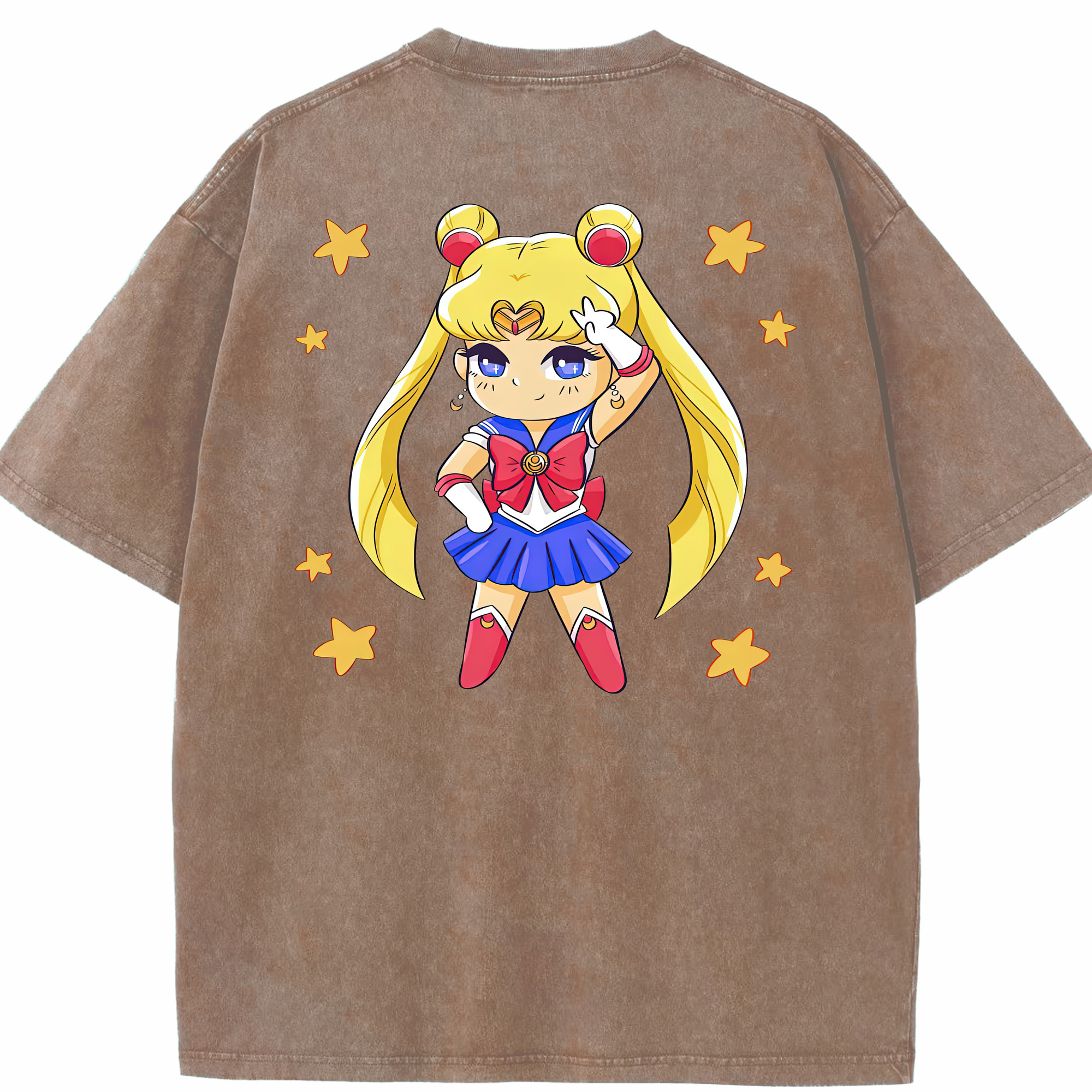 （画像用） 美少女戦士セーラームーン 月野 うさぎ つきの うさぎ Sailor Moon Tsukino Usagi 綿100% ヴィンテージ風 半袖Tシャツ（背面プリント）
