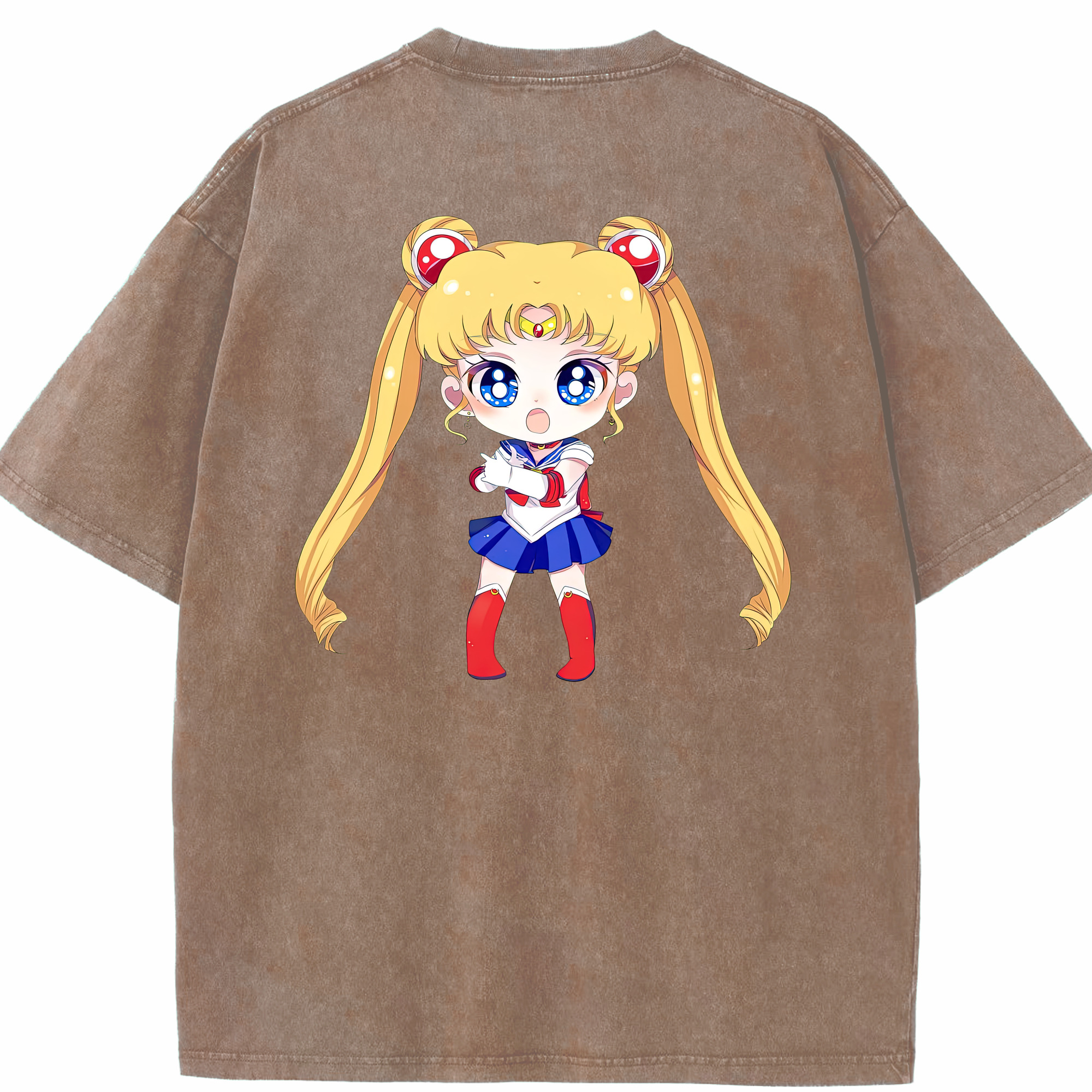 （画像用） 美少女戦士セーラームーン 月野 うさぎ つきの うさぎ Sailor Moon Tsukino Usagi 綿100% ヴィンテージ風 半袖Tシャツ（背面プリント）