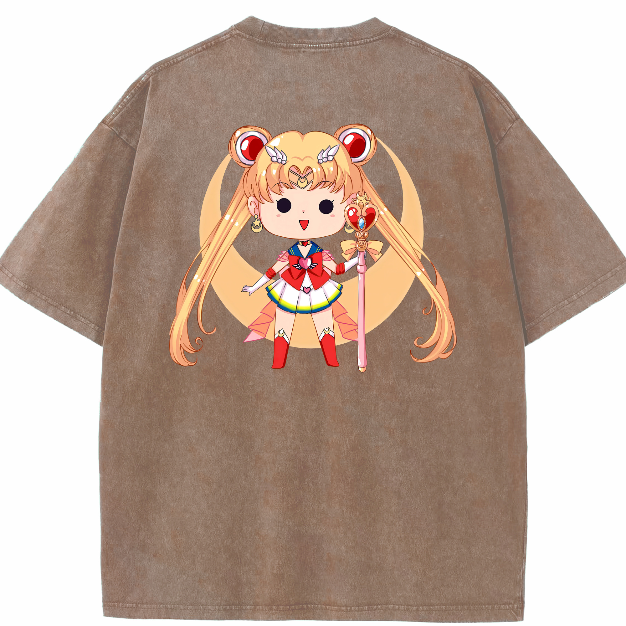 （画像用） 美少女戦士セーラームーン 月野 うさぎ つきの うさぎ Sailor Moon Tsukino Usagi 綿100% ヴィンテージ風 半袖Tシャツ（背面プリント）