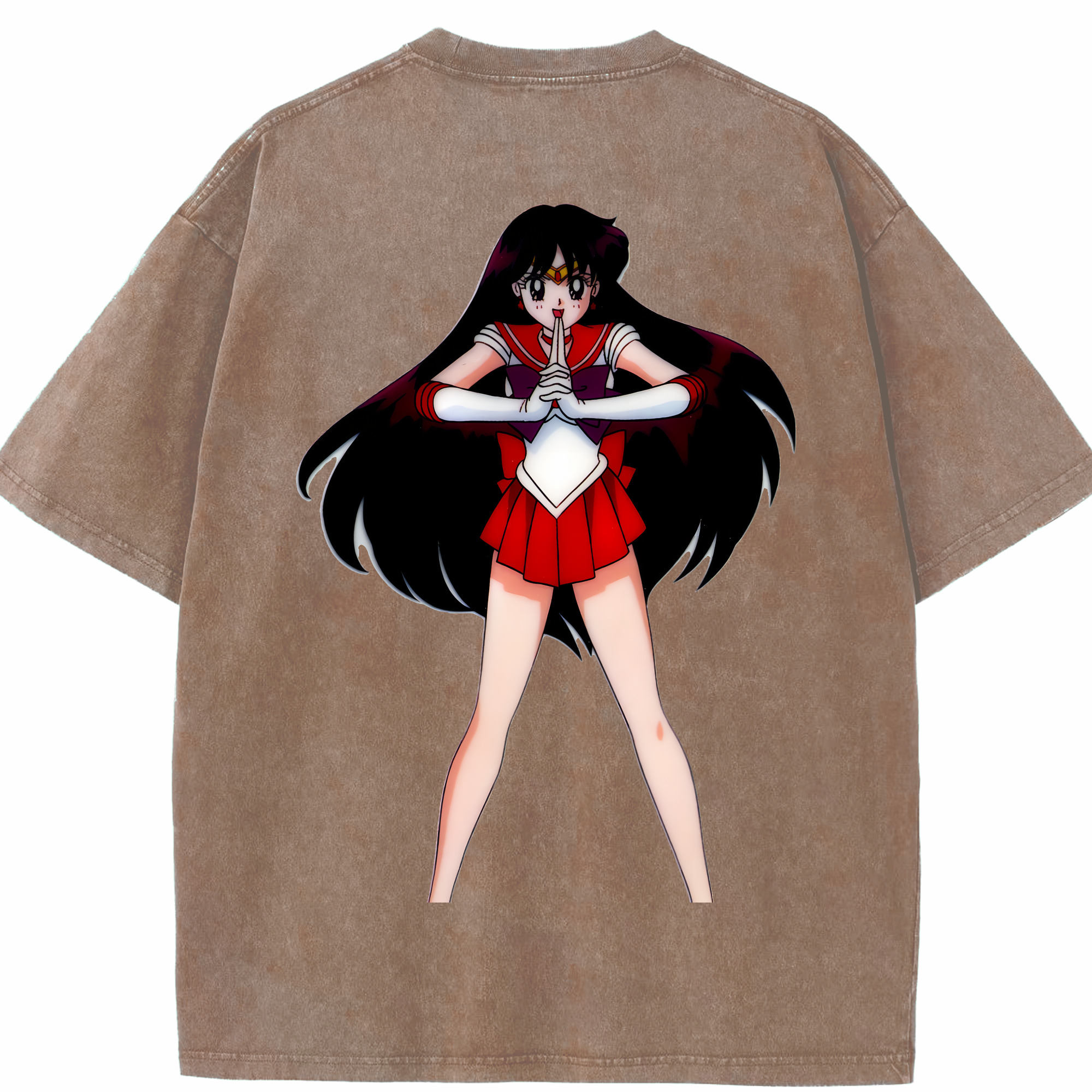 （画像用） 美少女戦士セーラームーン 火野レイ ひの レイ Sailor Moon Hino Rei （セーラーマーズ,Sailor Mars） 綿100% ヴィンテージ風 半袖Tシャツ（背面プリント）