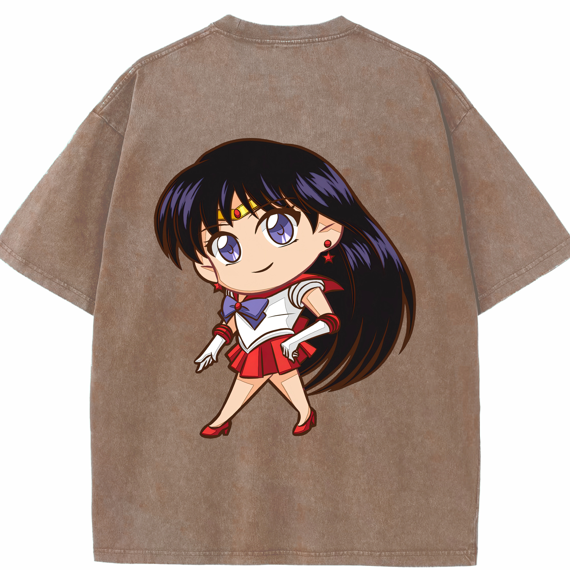 （画像用） 美少女戦士セーラームーン 火野レイ ひの レイ Sailor Moon Hino Rei （セーラーマーズ,Sailor Mars） 綿100% ヴィンテージ風 半袖Tシャツ（背面プリント）