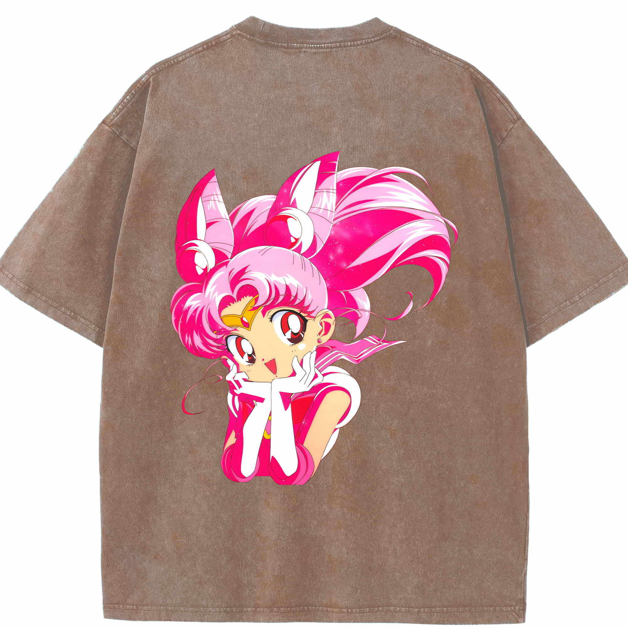 （画像用） 美少女戦士セーラームーン ちびうさ Sailor Moon Chibiusa Tsukino Usagi Small Lady Serenity 綿100% ヴィンテージ風 半袖Tシャツ（背面プリント）