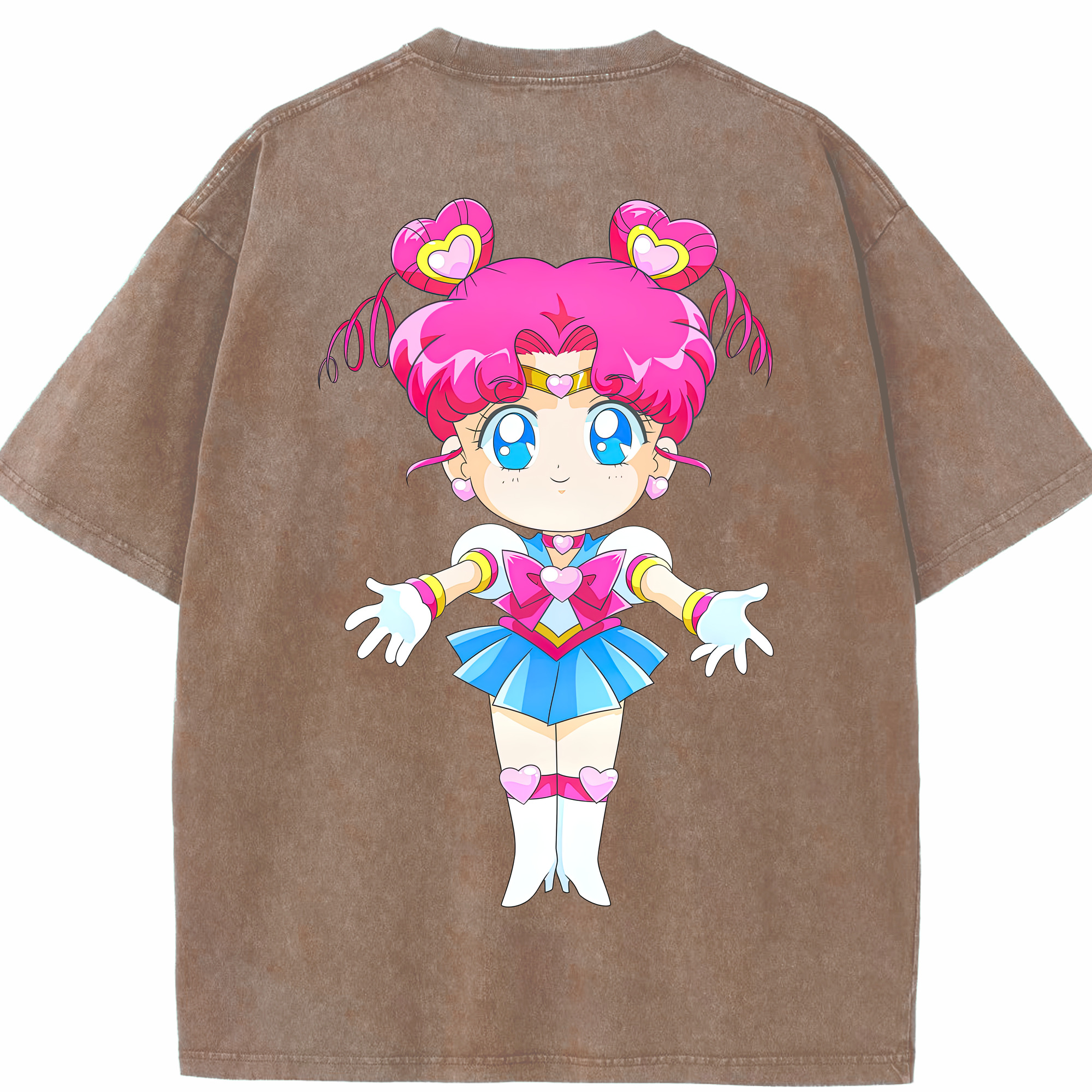 （画像用） 美少女戦士セーラームーン ちびうさ Sailor Moon Chibiusa Tsukino Usagi Small Lady Serenity 綿100% ヴィンテージ風 半袖Tシャツ（背面プリント）