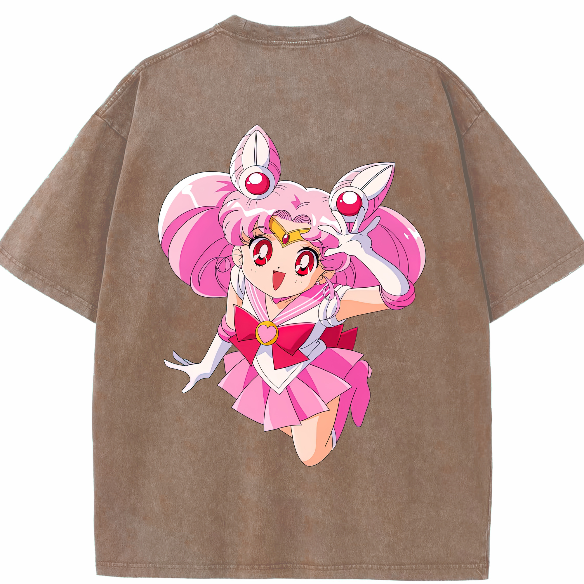 （画像用） 美少女戦士セーラームーン ちびうさ Sailor Moon Chibiusa Tsukino Usagi Small Lady Serenity 綿100% ヴィンテージ風 半袖Tシャツ（背面プリント）