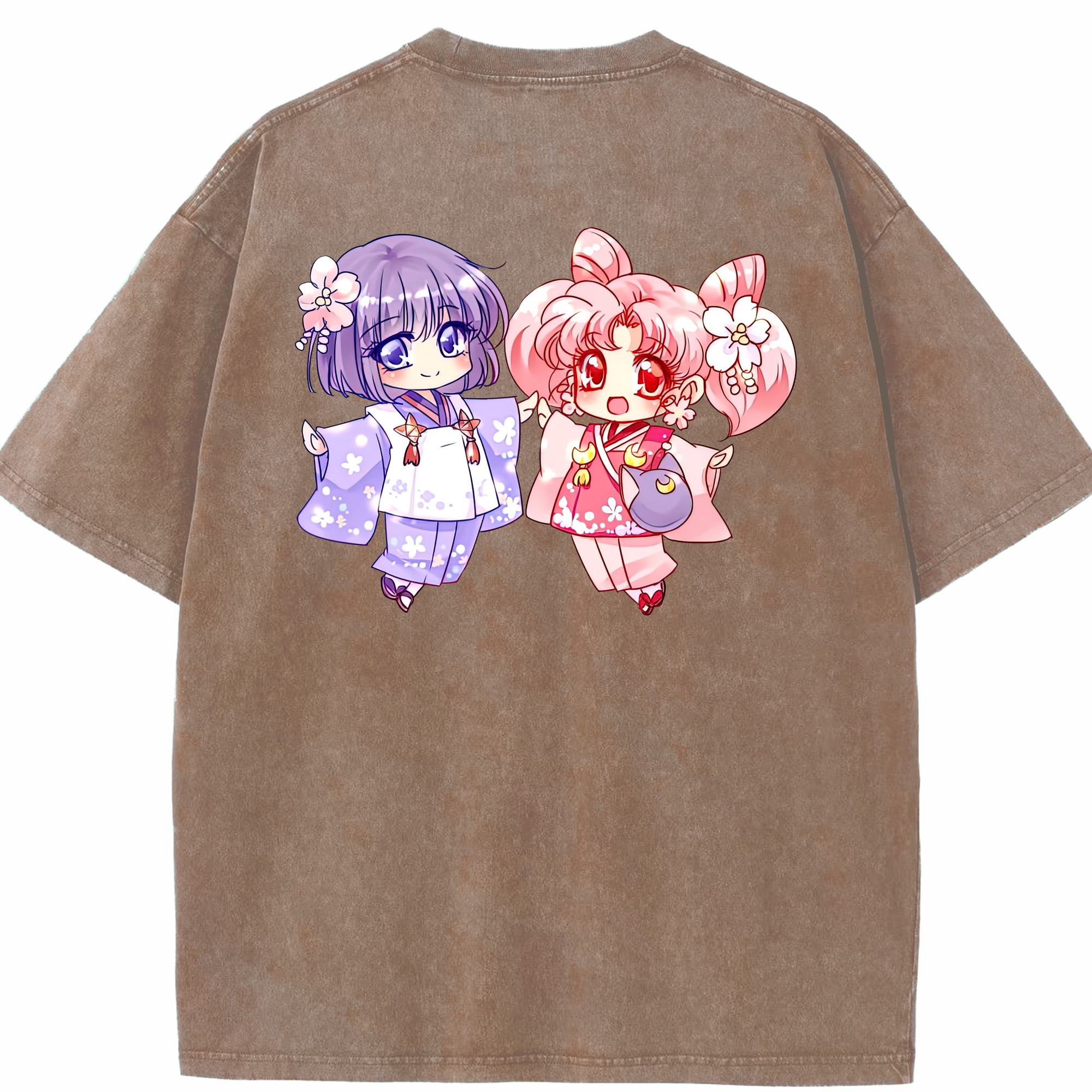 （画像用） 美少女戦士セーラームーン ちびうさ Sailor Moon Chibiusa Tsukino Usagi Small Lady Serenity 綿100% ヴィンテージ風 半袖Tシャツ（背面プリント）